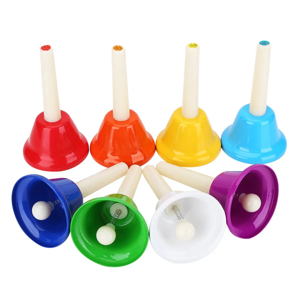 VGEBY Handklingel Set, 8 Note Metall Musial Handbells Diatonische Glocken Pädagogische Instrumente Spielzeug Montessori Glocken