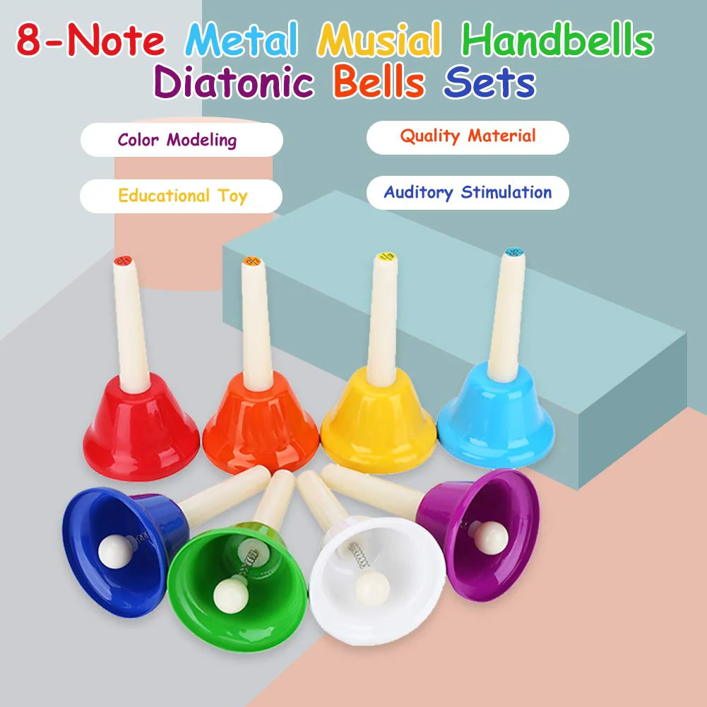 VGEBY Handklingel Set, 8 Note Metall Musial Handbells Diatonische Glocken Pädagogische Instrumente Spielzeug Montessori Glocken - Image 4