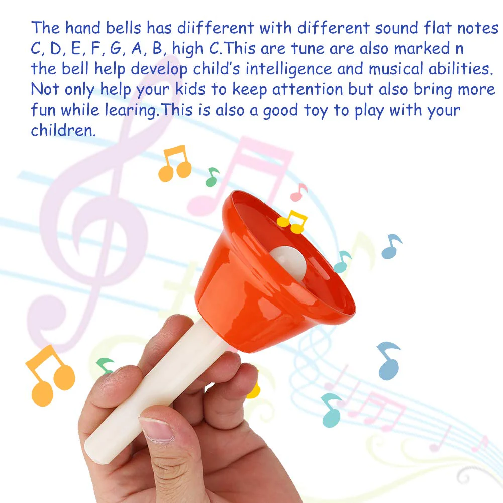 VGEBY Handklingel Set, 8 Note Metall Musial Handbells Diatonische Glocken Pädagogische Instrumente Spielzeug Montessori Glocken - Image 6