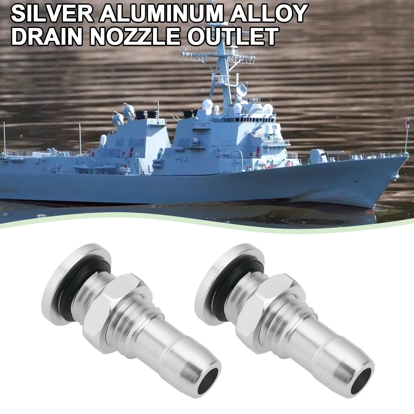 VGOL 4 Stück RC-Boot-Wassernippel M8 Schlauchtülle Ersatzteil Aluminiumlegierung Auslassdüse Wasserventil Passend für RC-Boot DIY Anschluss Methanol Schiffswasserkühlsystem Silber - Image 6