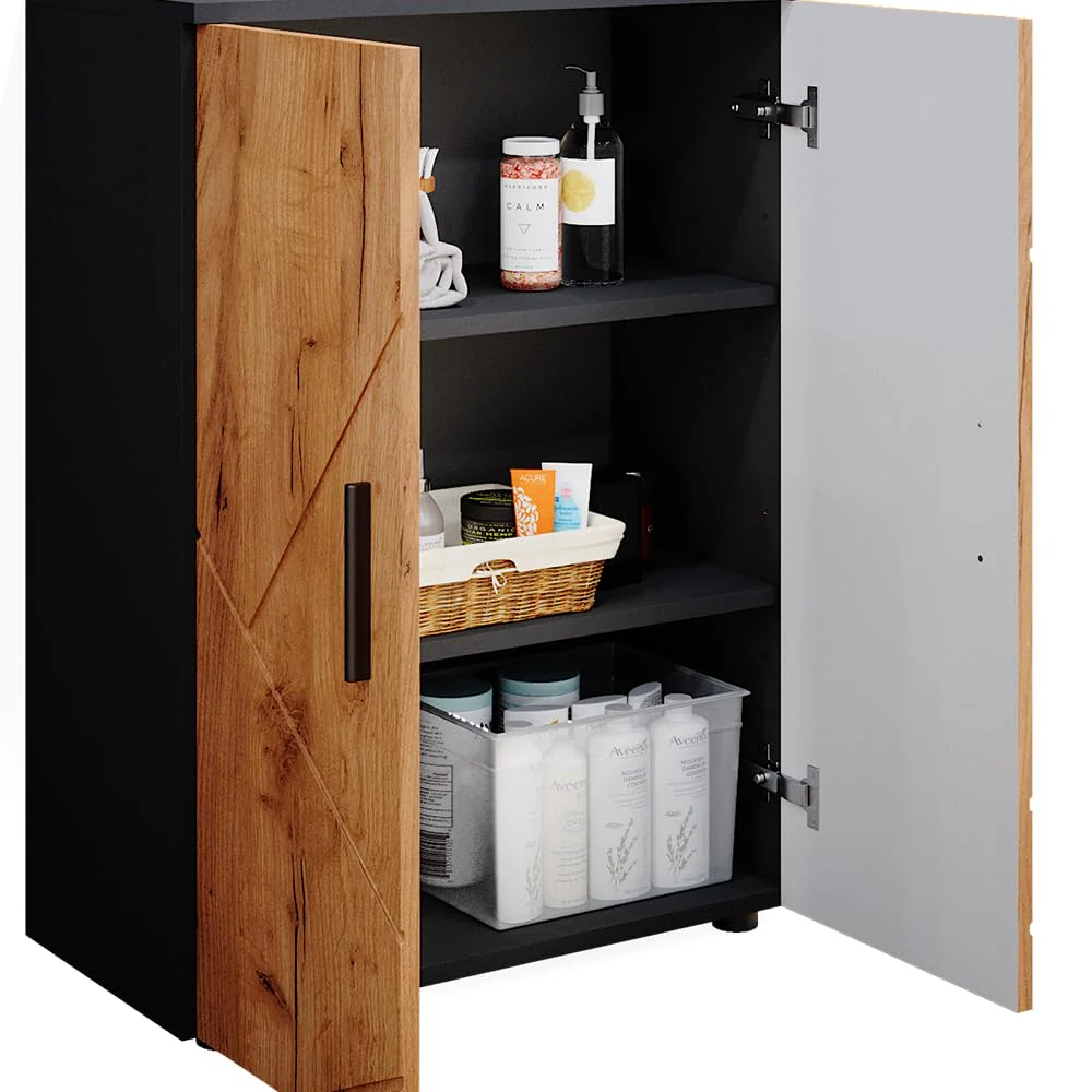 Vicco Midischrank Irma, Anthrazit/Goldkraft Eiche, 60 x 81 cm - Image 4