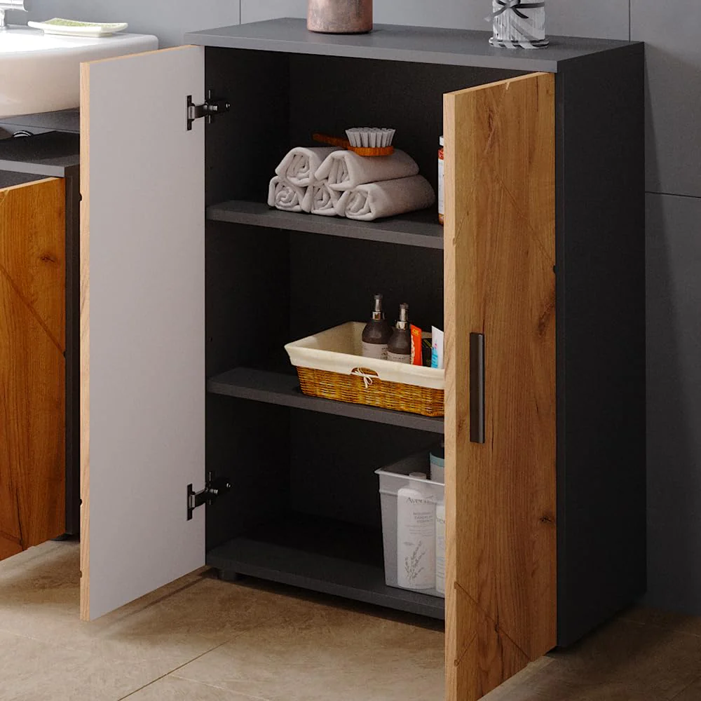 Vicco Midischrank Irma, Anthrazit/Goldkraft Eiche, 60 x 81 cm - Image 6