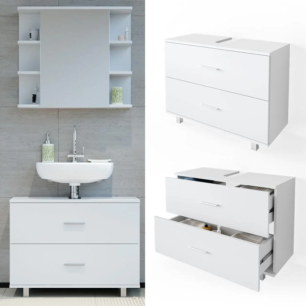 Vicco Waschbeckenunterschrank Ilias, Weiß, 80 x 60.8 cm - Image 5