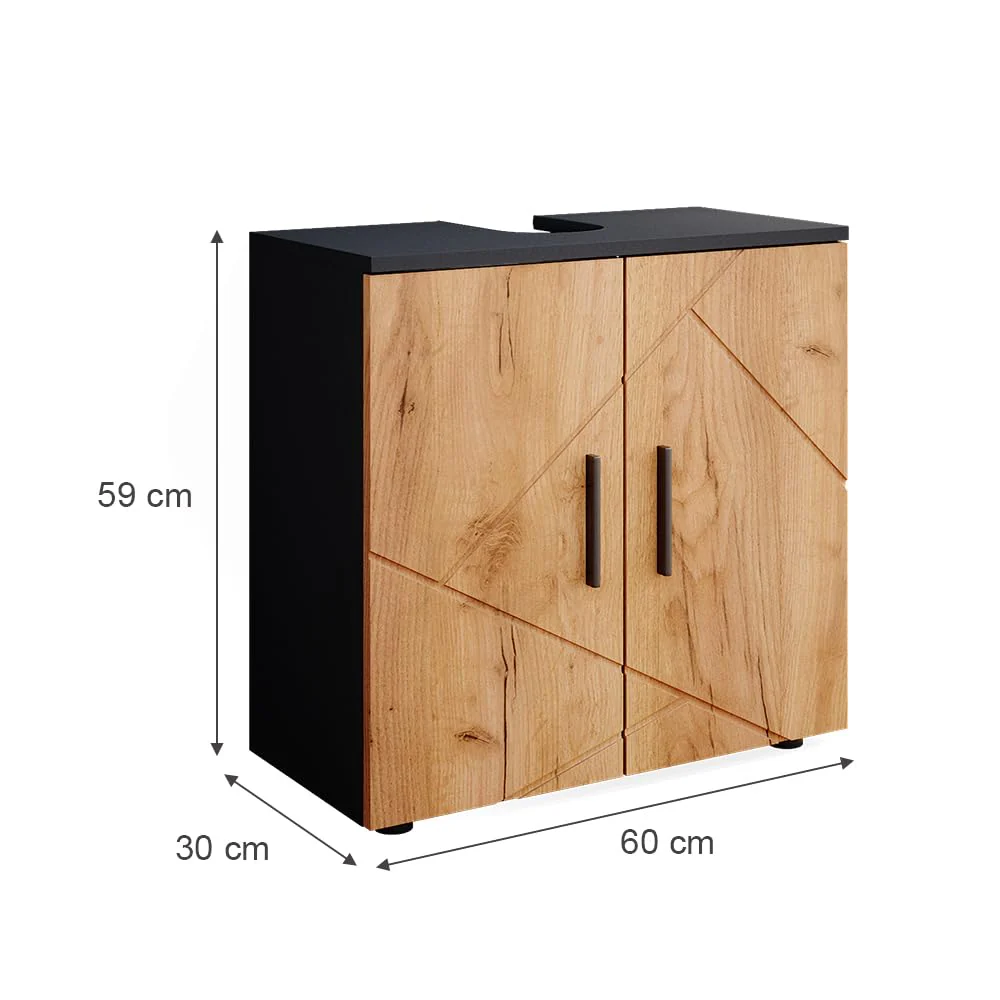 Vicco Waschbeckenunterschrank Irma, Anthrazit/Eiche, 60 x 59 cm - Image 2