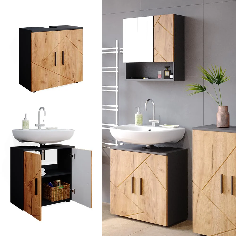 Vicco Waschbeckenunterschrank Irma, Anthrazit/Eiche, 60 x 59 cm - Image 5