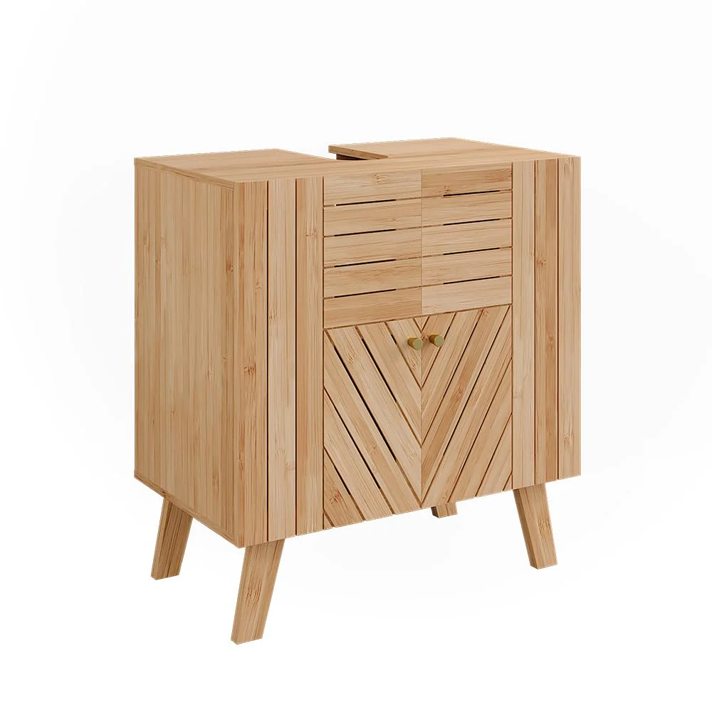 Vicco Waschbeckenunterschrank Lucie, Bambus, 60 x 65 cm mit 2 Türen - Image 8