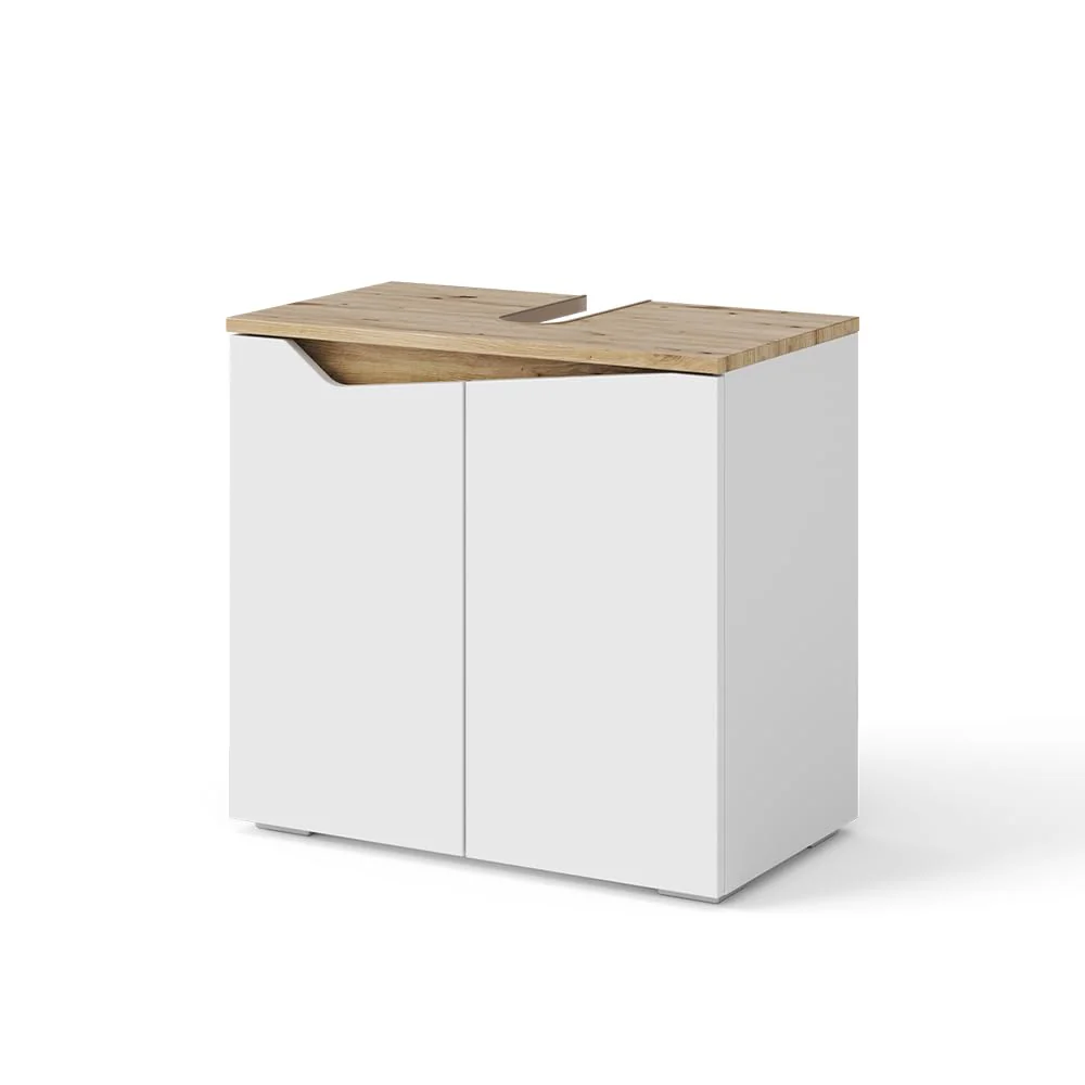 Vicco Waschbeckenunterschrank Marelle, Weiß/Artisan-Eiche, 60 x 57.5 cm mit 2 Türen
