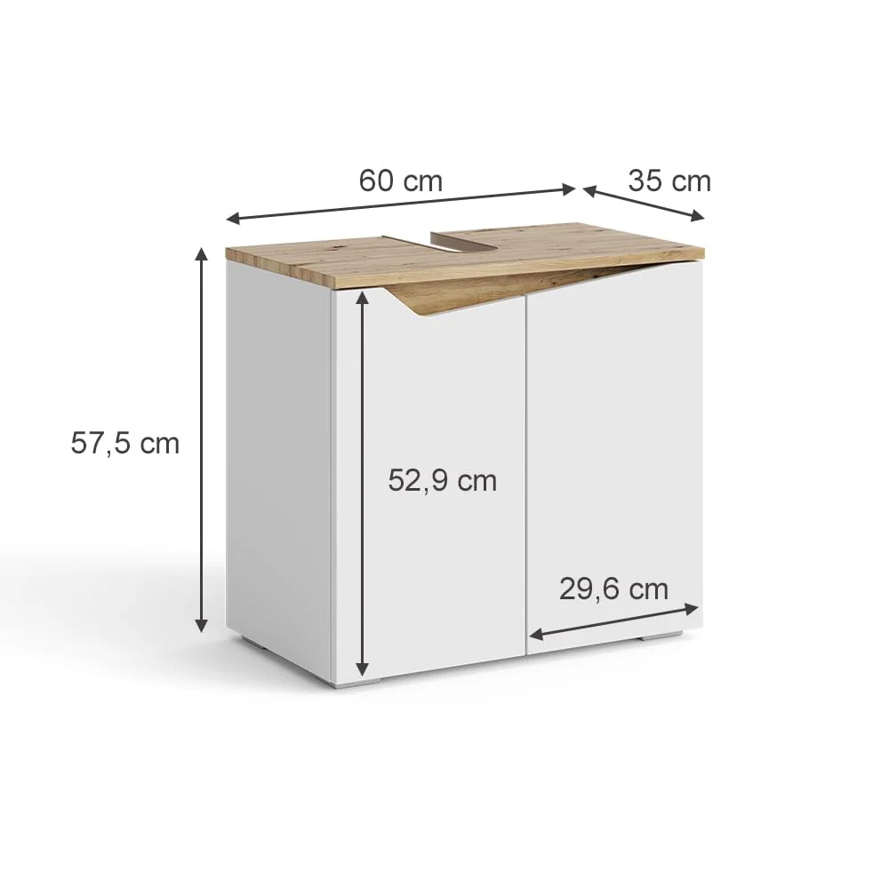 Vicco Waschbeckenunterschrank Marelle, Weiß/Artisan-Eiche, 60 x 57.5 cm mit 2 Türen - Image 5