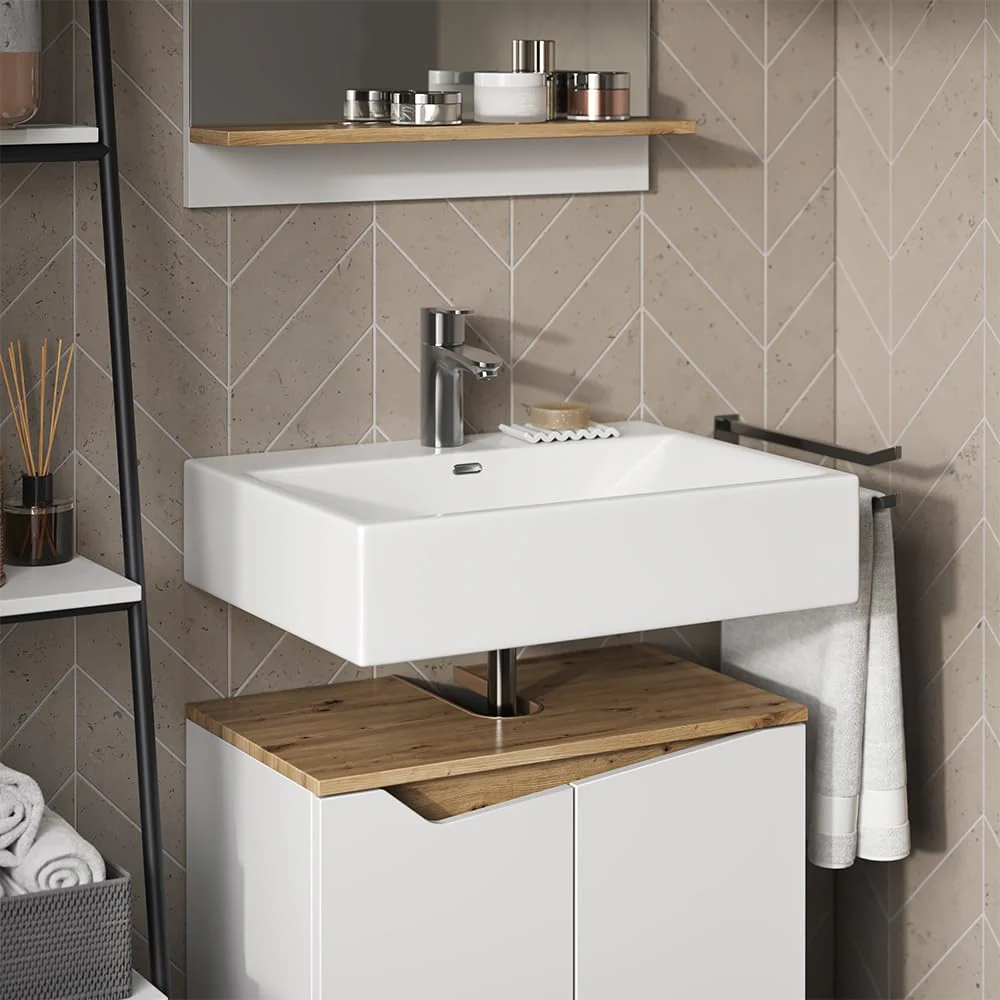 Vicco Waschbeckenunterschrank Marelle, Weiß/Artisan-Eiche, 60 x 57.5 cm mit 2 Türen - Image 7