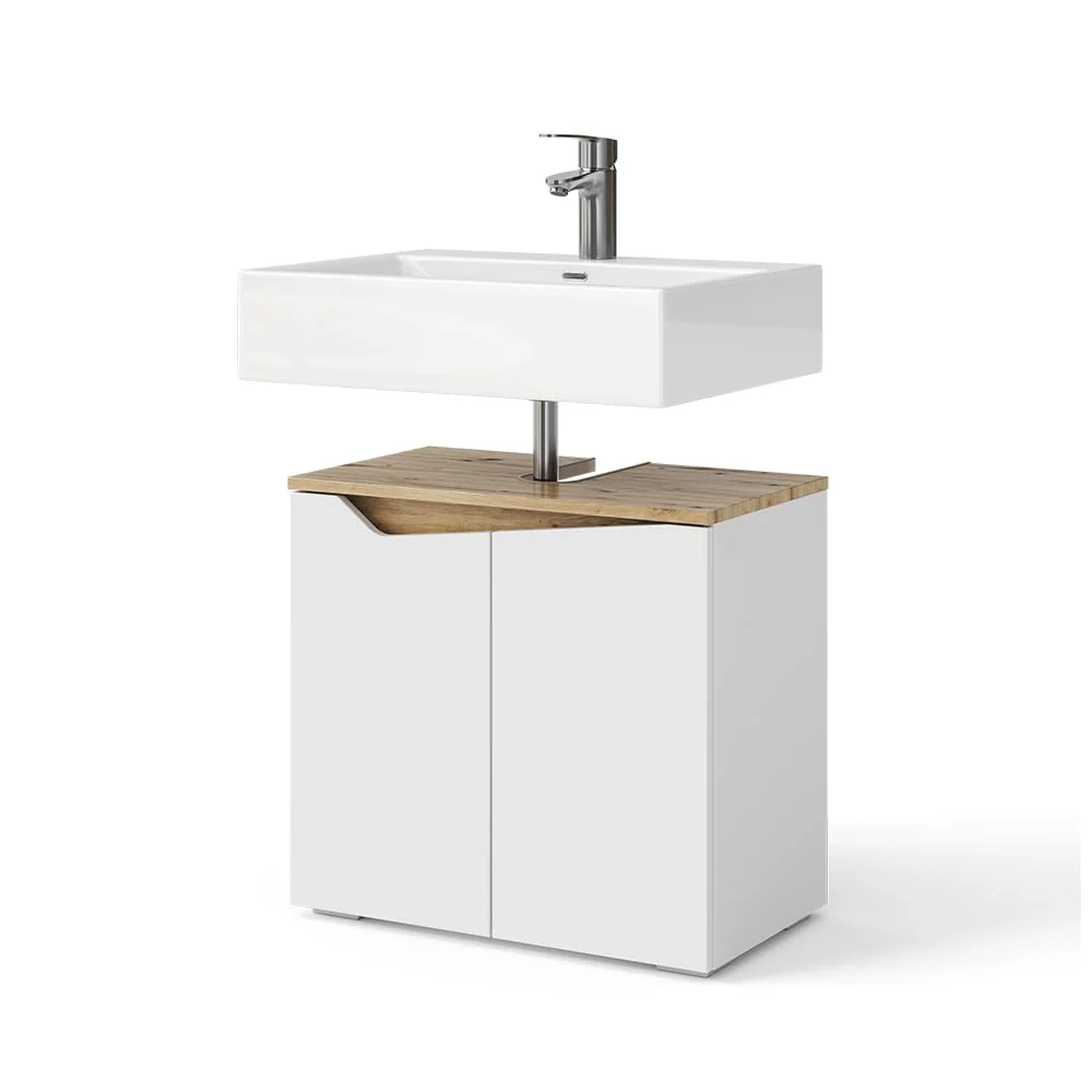 Vicco Waschbeckenunterschrank Marelle, Weiß/Artisan-Eiche, 60 x 57.5 cm mit 2 Türen - Image 8