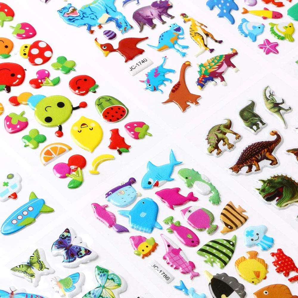 Vicloon 3D Aufkleber für Kinder, 22 Blätter 500+ Verschiedene Geschwollene Aufkleber, Geschwollen Stickers, Einschließlich ruchtaufkleber, Tieraufkleber, Einhorn Aufkleber, Christmas Sticker und Mehr - Image 4