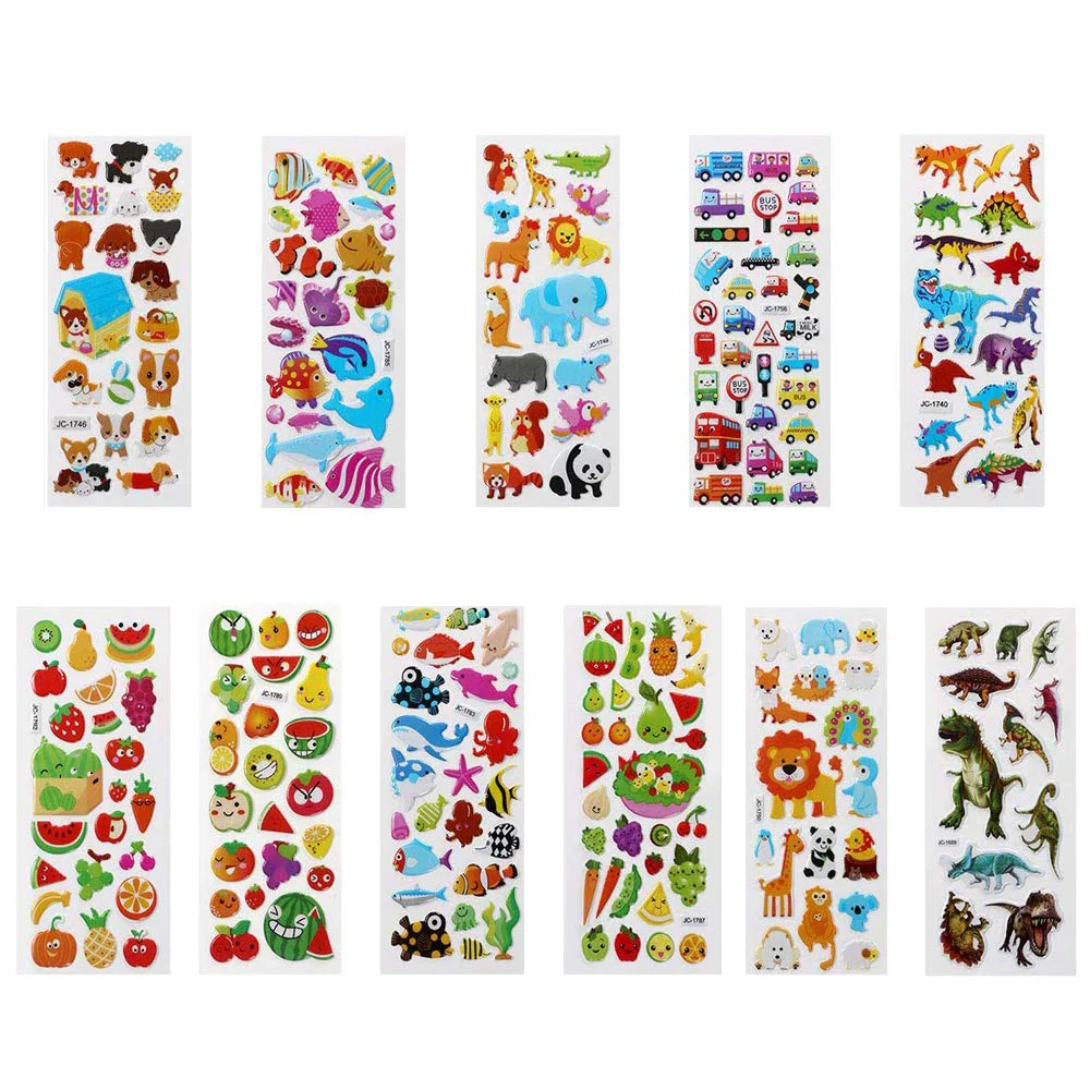 Vicloon 3D Aufkleber für Kinder, 22 Blätter 500+ Verschiedene Geschwollene Aufkleber, Geschwollen Stickers, Einschließlich ruchtaufkleber, Tieraufkleber, Einhorn Aufkleber, Christmas Sticker und Mehr - Image 5