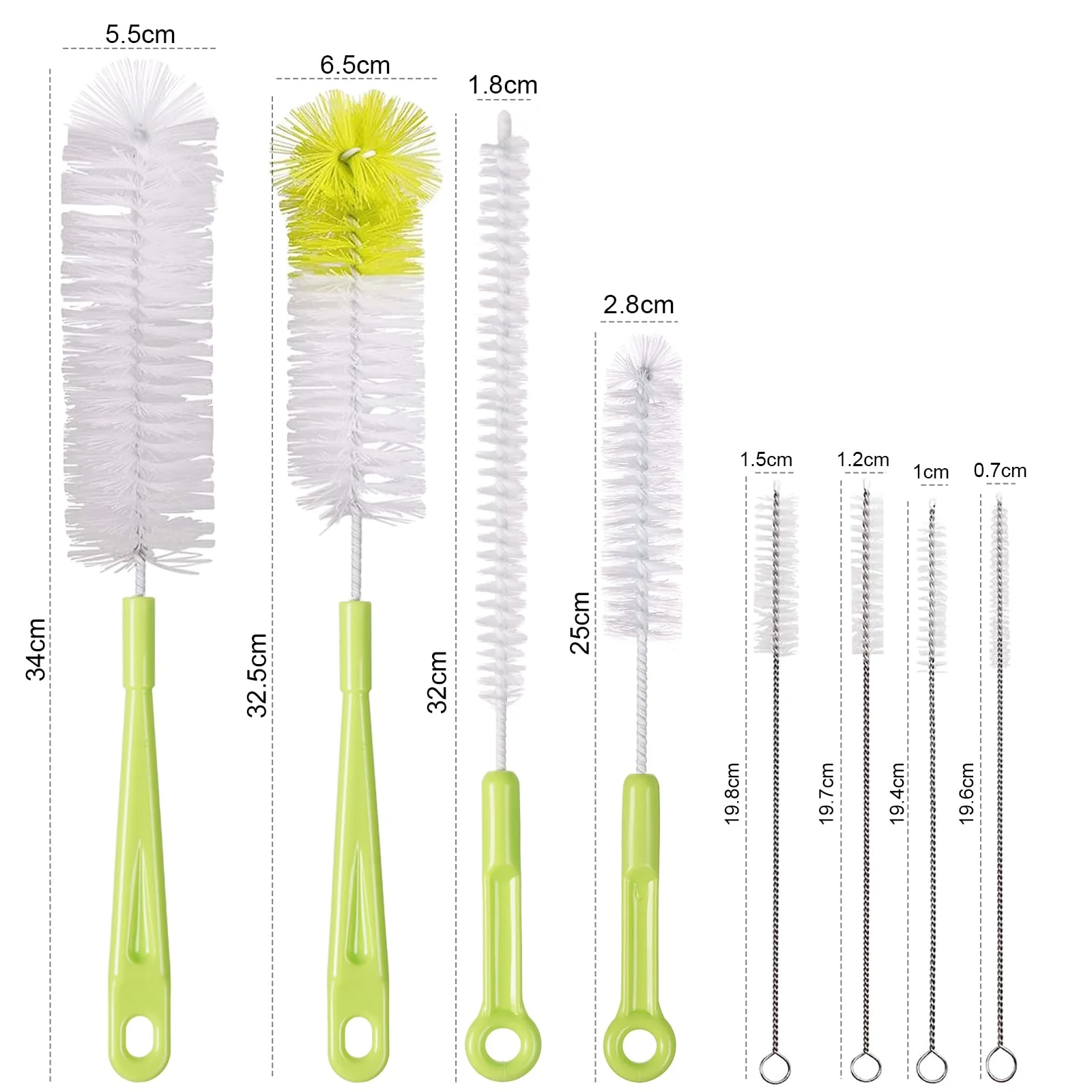 Vicloon Flaschenbürsten, Langer Griff Reinigungsbürste, Flasche Reinigungsbürsten, Tassenbürste, Lange Bürsten mit Nylonborsten, 4*Lange Reinigungsbürste und 4*Schlauchbürste, für Babyflaschen, Glas - Image 5