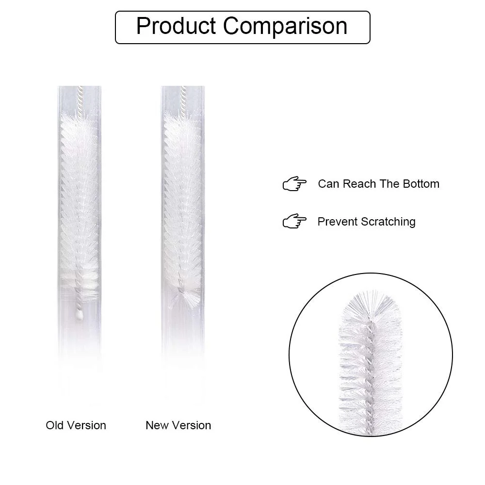 Vicloon Kleine Reinigungsbürste Für Kaffeevollautomat, 12 Pcs Strohhalm Bürste Set, Flasche Reinigungsbürsten Milchschlauchbürste Nylon Schlauchbürste Set für Teekanne Düse, Flaschenbürste Dünn - Weiß - Image 2