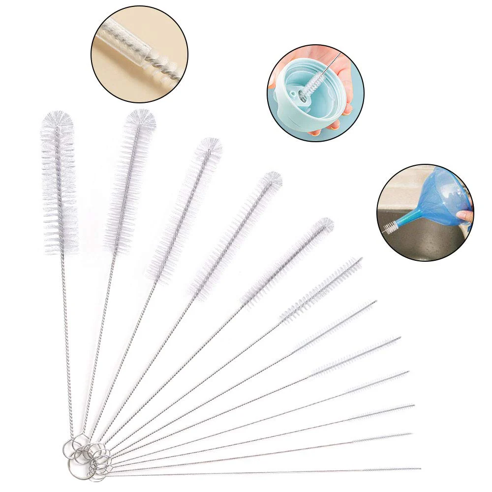 Vicloon Kleine Reinigungsbürste Für Kaffeevollautomat, 12 Pcs Strohhalm Bürste Set, Flasche Reinigungsbürsten Milchschlauchbürste Nylon Schlauchbürste Set für Teekanne Düse, Flaschenbürste Dünn - Weiß - Image 8