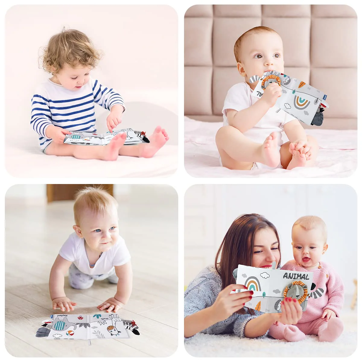 Vicloon Stoffbuch für Babys,Bilderbuch aus Stoff mit Tiere,frühe Entwicklung Baby Tuch Bücher,Wahrnehmungs-Lernspielzeug,Geschenke für Babys-LöwenStil - Image 2