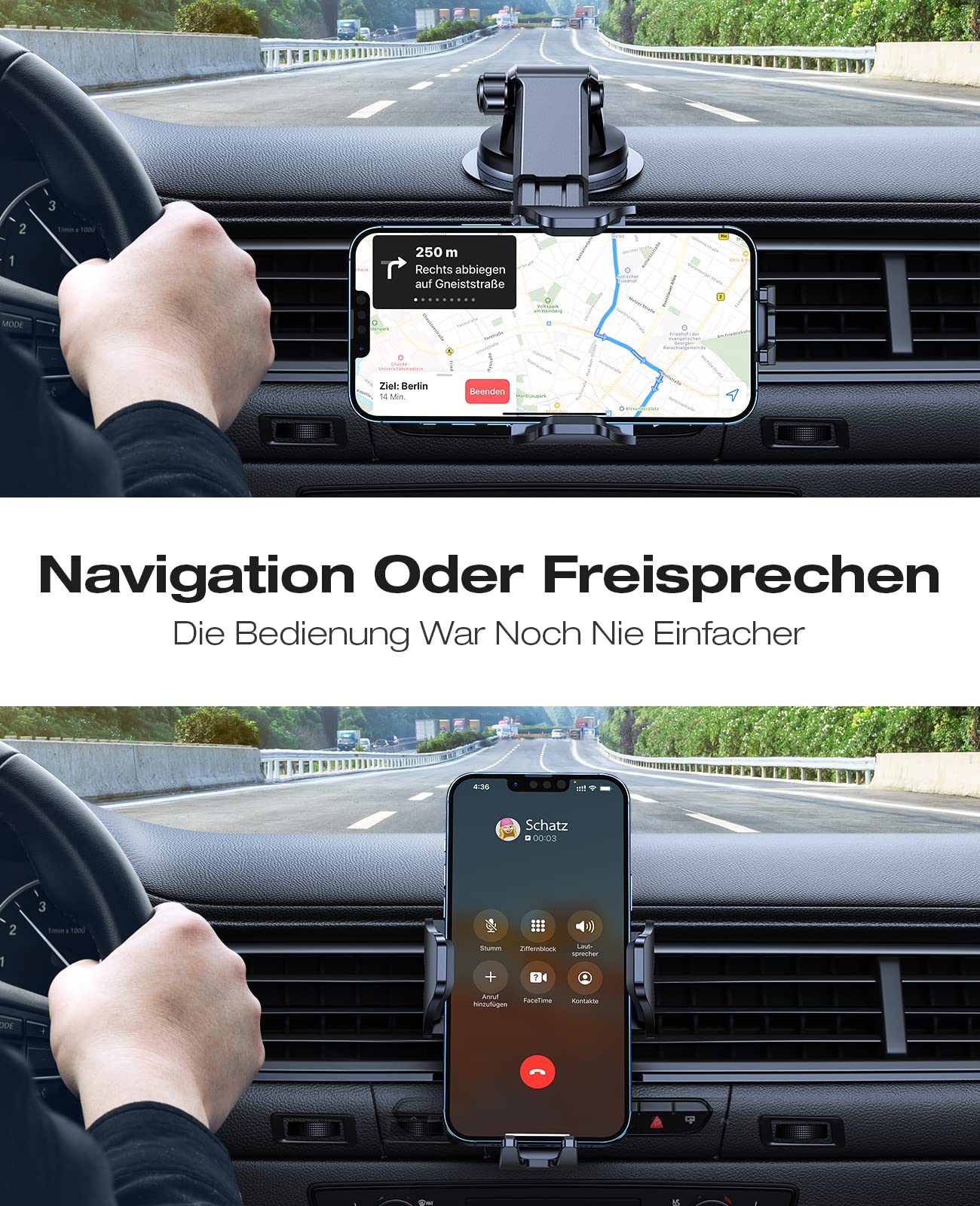 VICSEED 2025 Beste Militärische Handyhalterung Auto [20KG Starker Saugnapf &Metall-Lüftungsclip mit Doppelschloss]360°Drehbare KFZ Handy Halterung Auto Zubehör für iPhone 17 Pro Max Samsung S25 Ultra - Image 4