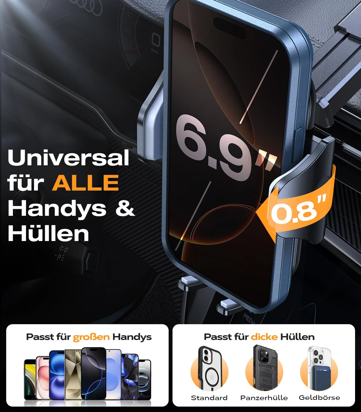 VICSEED 2025 Beste Militärische Handyhalterung Auto [20KG Starker Saugnapf &Metall-Lüftungsclip mit Doppelschloss]360°Drehbare KFZ Handy Halterung Auto Zubehör für iPhone 17 Pro Max Samsung S25 Ultra - Image 5