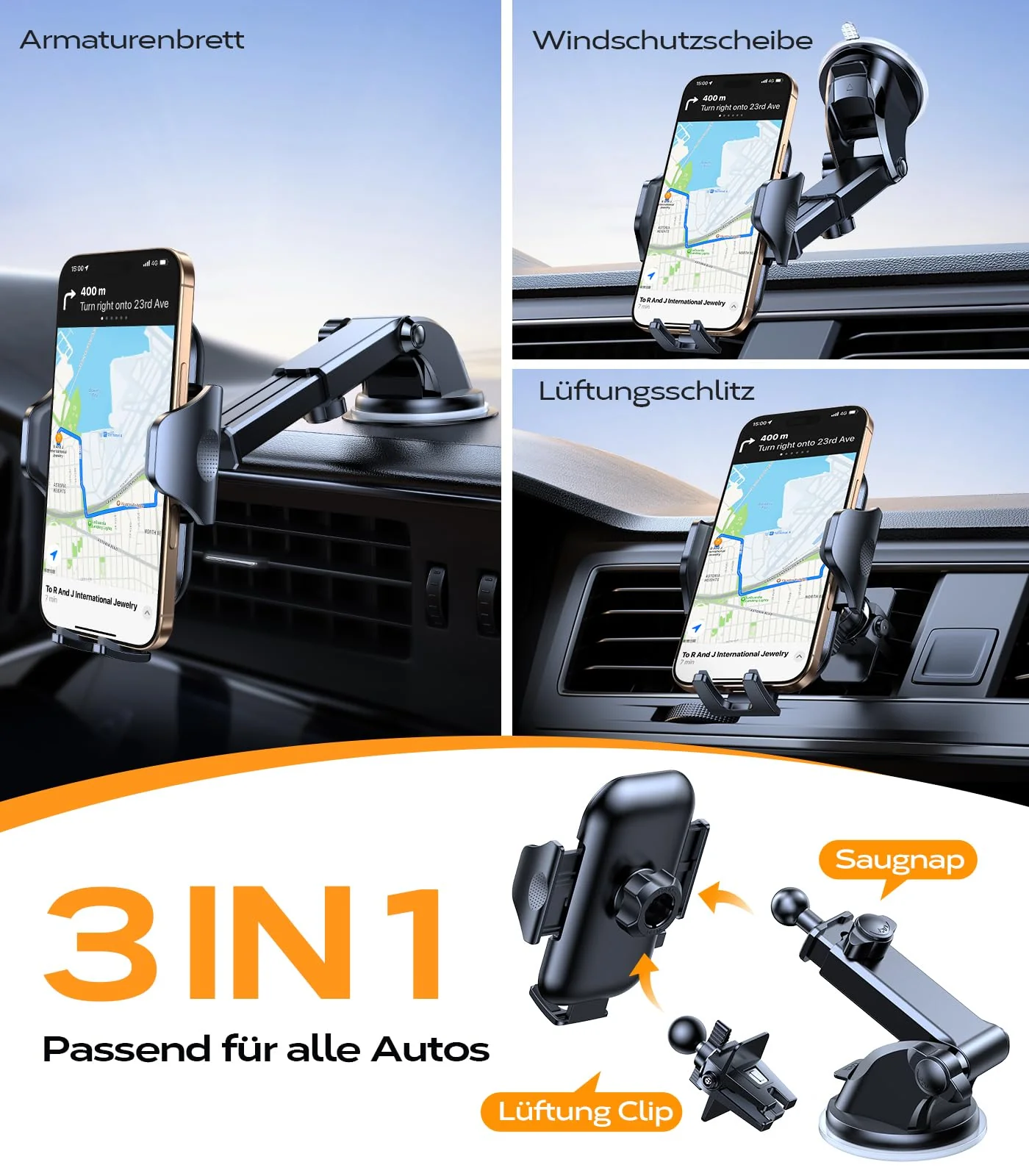 VICSEED 2025 Beste Militärische Handyhalterung Auto [20KG Starker Saugnapf &Metall-Lüftungsclip mit Doppelschloss]360°Drehbare KFZ Handy Halterung Auto Zubehör für iPhone 17 Pro Max Samsung S25 Ultra - Image 9