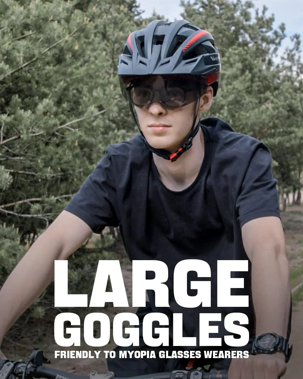 VICTGOAL Fahrradhelm MTB Mountainbike Helm mit magnetischem Visier Abnehmbarer Sonnenschutzkappe und LED Rücklicht Radhelm Rennradhelm für Erwachsenen Herren Damen (L: 57-61cm, Black White) - Image 7