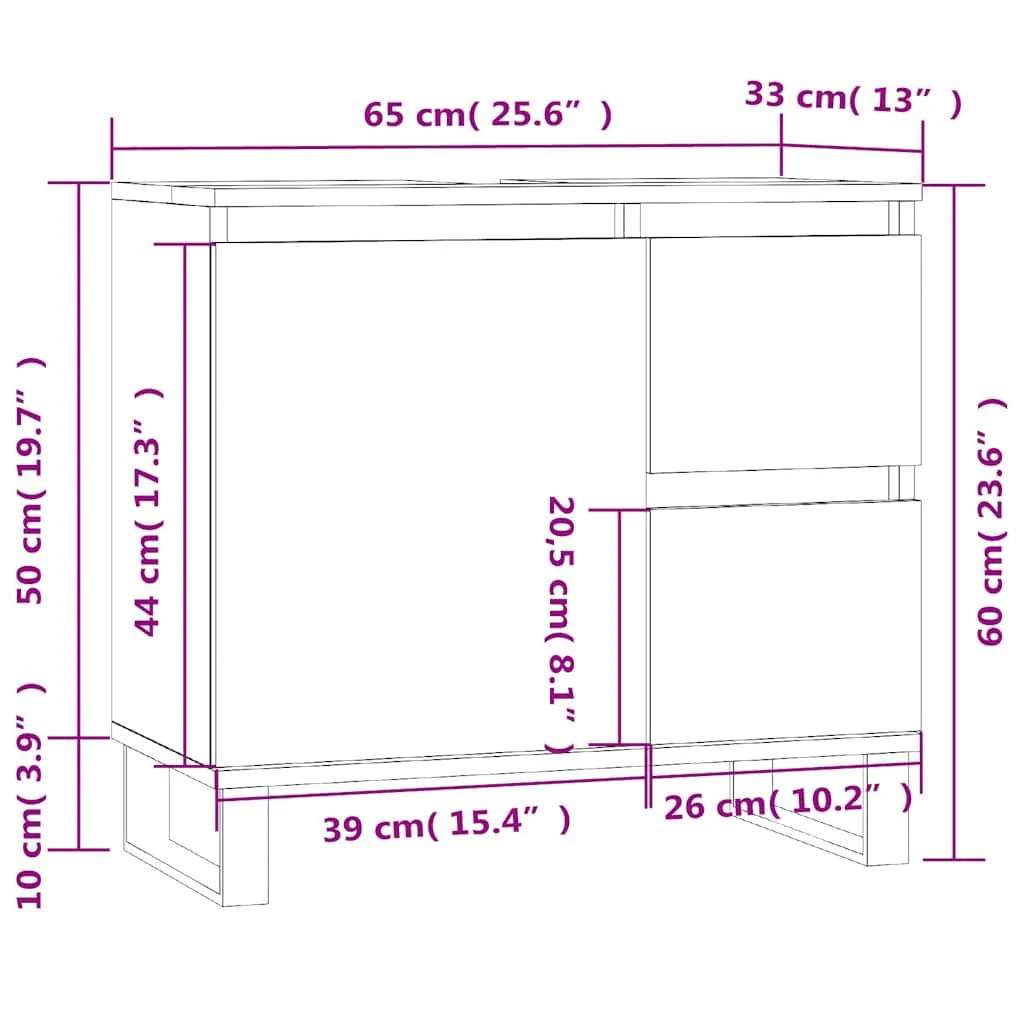 vidaXL Badezimmerschrank, Waschbeckenunterschrank mit viel Stauraum, Badschrank mit Eisenbeinen, Bad Unterschrank Waschbeckenschrank Badmöbel, Schwarz Holzwerkstoff - Image 11