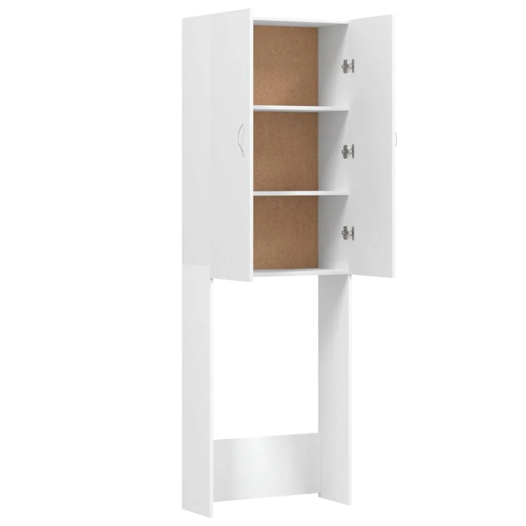 vidaXL Waschmaschinenschrank mit 2 Türen 3 Fächern Badmöbel Badschrank Badregal Badezimmerschrank Hochschrank Schrank Weiß 64x25,5x190cm - Image 11