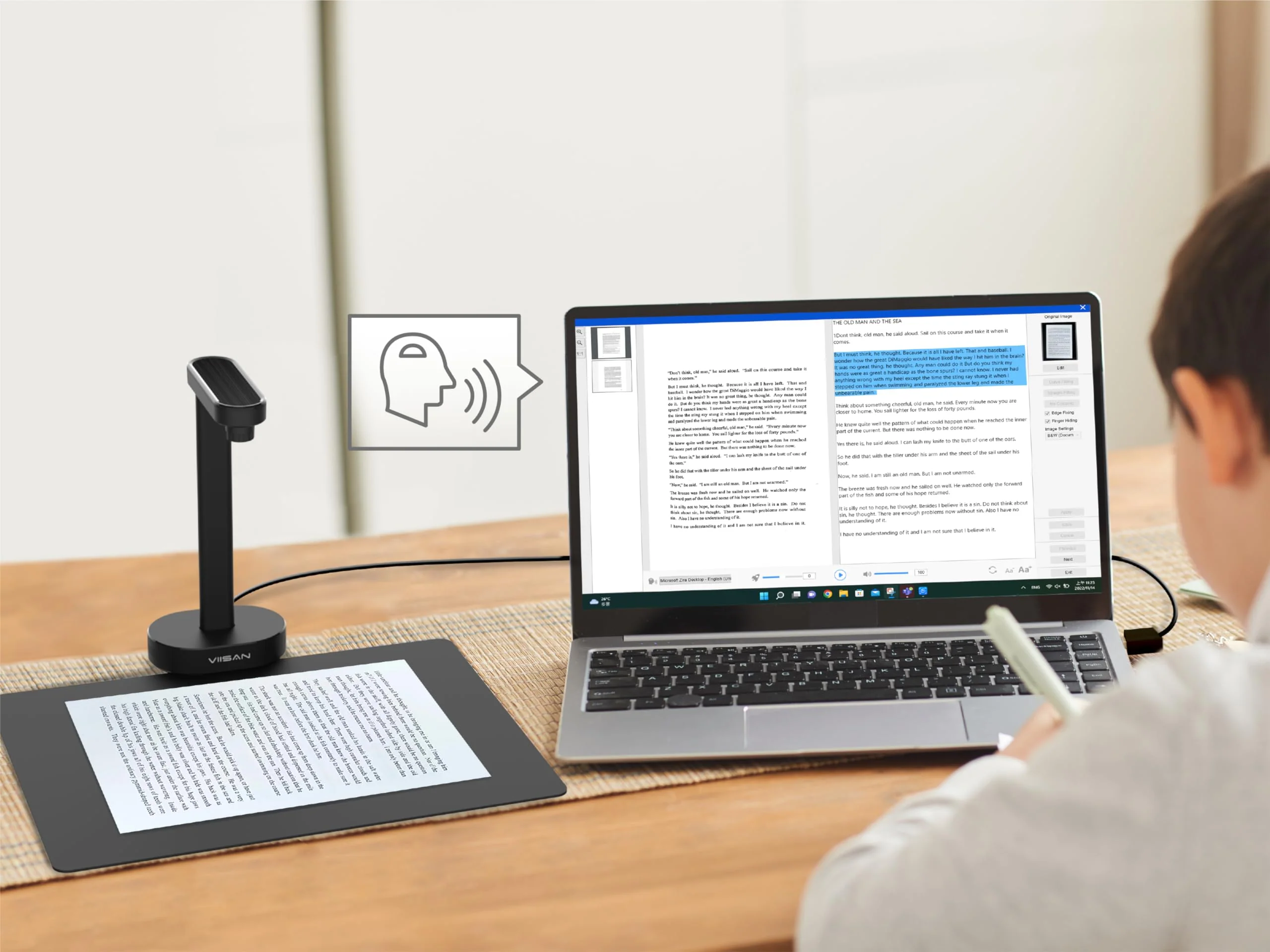 VIISAN Dokumentenscanner, 16MP USB tragbar, Aufnahmegröße A4, Deskewing, Scannen von mehrseitigen Dokumenten, OCR & TTS Tech, funktioniert mit Windows & MacOS - Image 2
