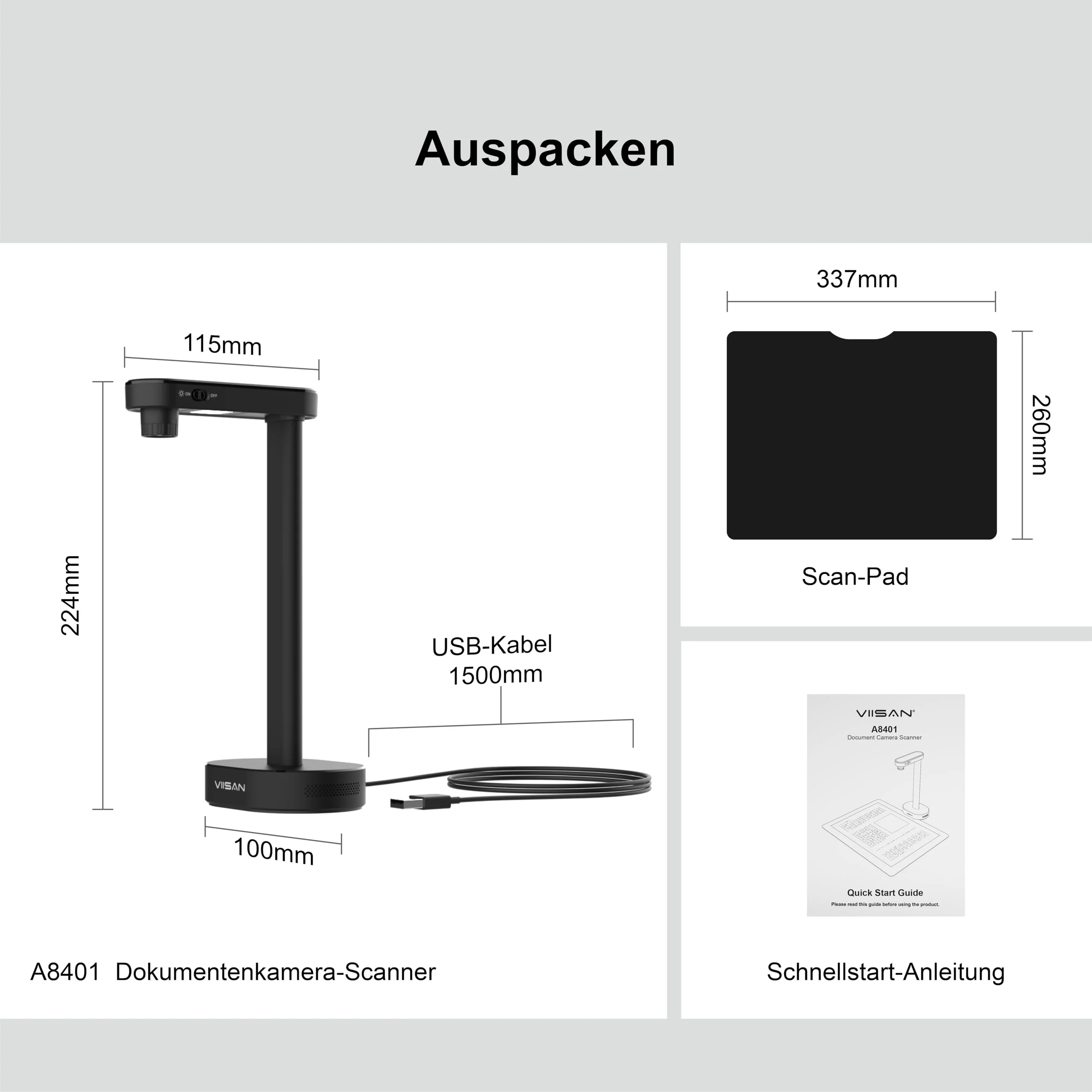 VIISAN Dokumentenscanner, 16MP USB tragbar, Aufnahmegröße A4, Deskewing, Scannen von mehrseitigen Dokumenten, OCR & TTS Tech, funktioniert mit Windows & MacOS - Image 5