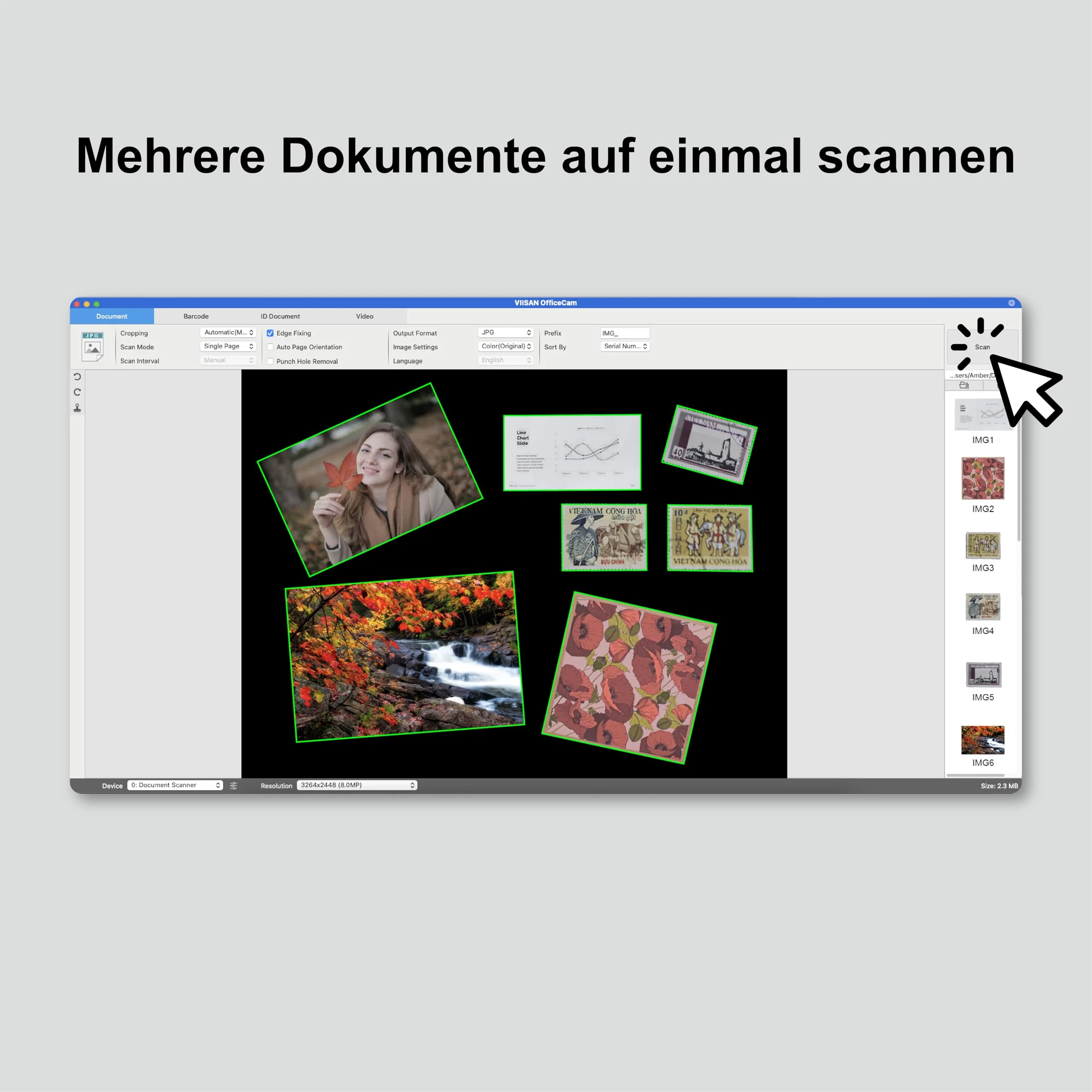 VIISAN Dokumentenscanner, 16MP USB tragbar, Aufnahmegröße A4, Deskewing, Scannen von mehrseitigen Dokumenten, OCR & TTS Tech, funktioniert mit Windows & MacOS - Image 6