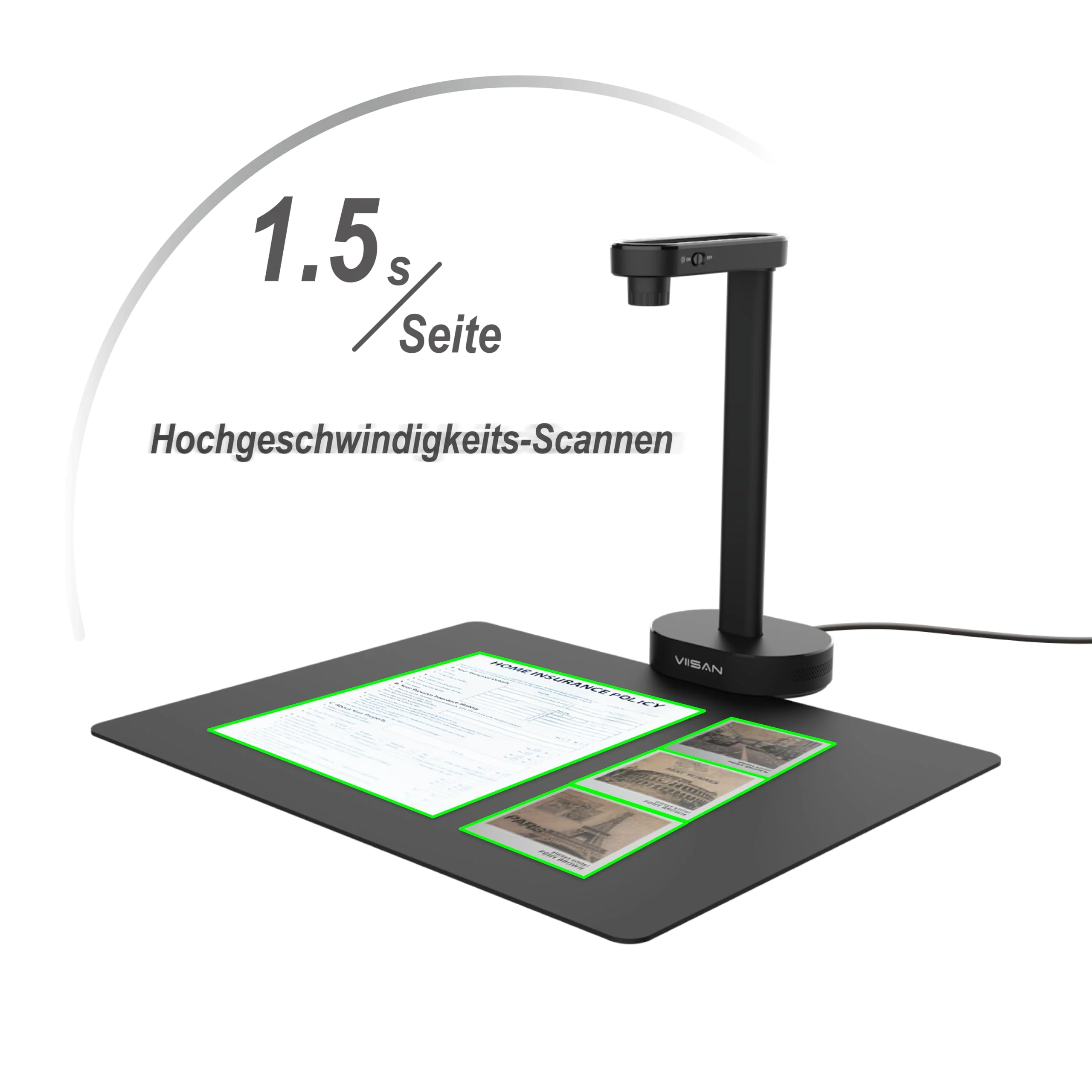 VIISAN Dokumentenscanner, 16MP USB tragbar, Aufnahmegröße A4, Deskewing, Scannen von mehrseitigen Dokumenten, OCR & TTS Tech, funktioniert mit Windows & MacOS - Image 7