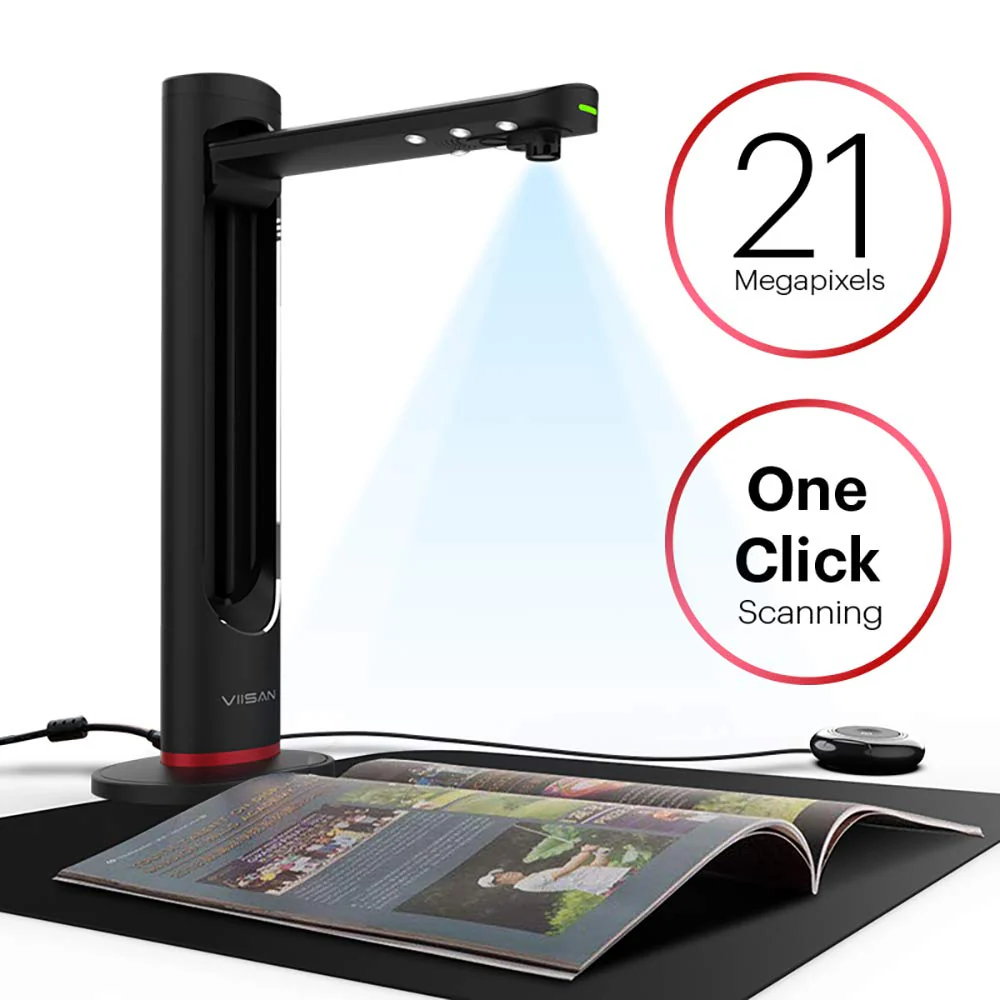 Viisan K21 Dokumenten-& Buchscanner Max Scanbereich A3. 21MP Sensor Buch-Doppelseiten Glätten & Aufteilen Auto-Scannen. Laser-Markierung. Texterkennung. Windows & Mac Tragbar - Image 4