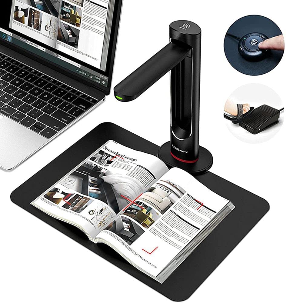 Viisan K21 Dokumenten-& Buchscanner Max Scanbereich A3. 21MP Sensor Buch-Doppelseiten Glätten & Aufteilen Auto-Scannen. Laser-Markierung. Texterkennung. Windows & Mac Tragbar - Image 9