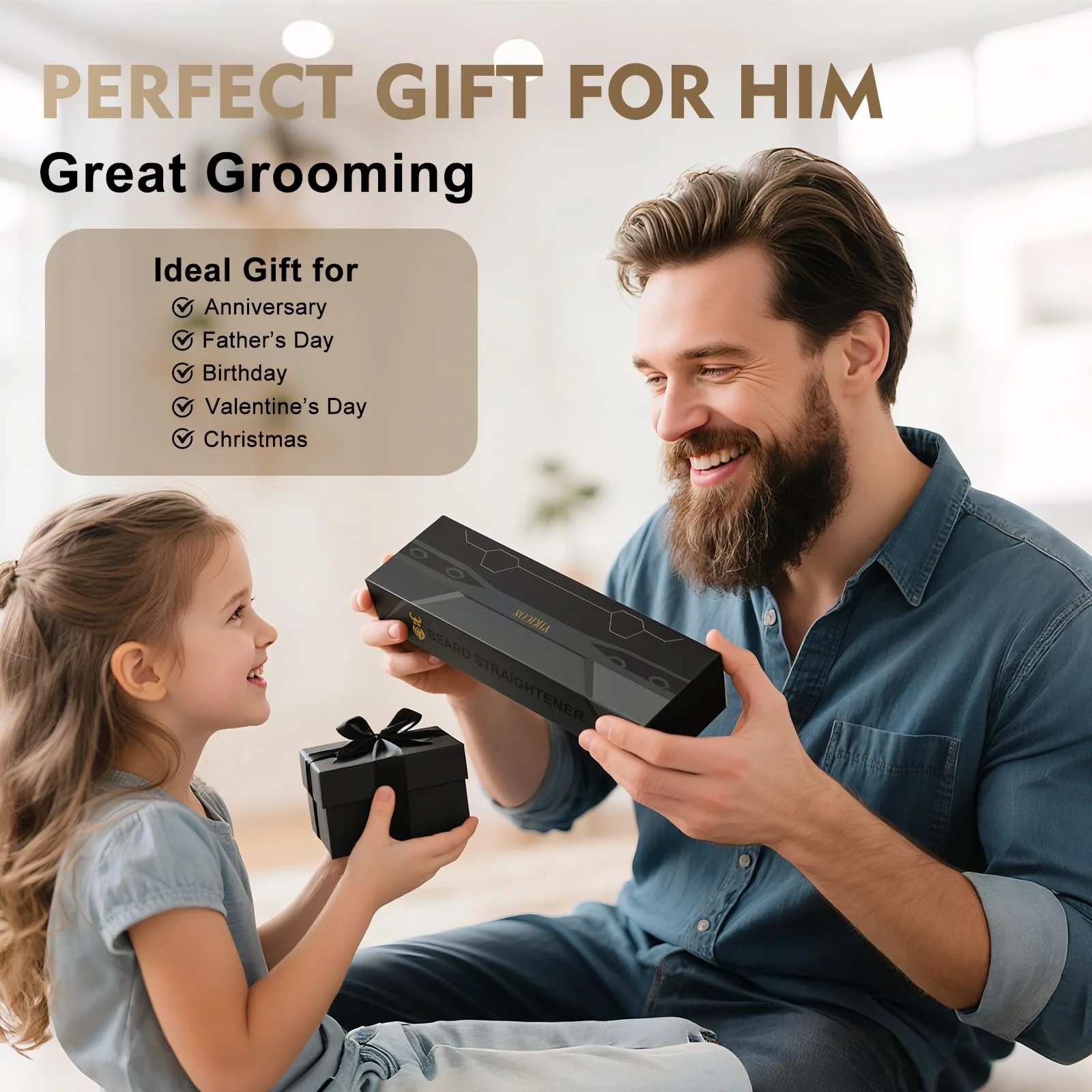 VIKICON Bartglätter für Männer, Mini Elektrische Bart Glätteisen, 30er Jahre Schnell Beheizte Bürste Kamm, Ionischer Haarglätter Glätter für Das Styling Von Langem und Kurzem Bart - Image 2