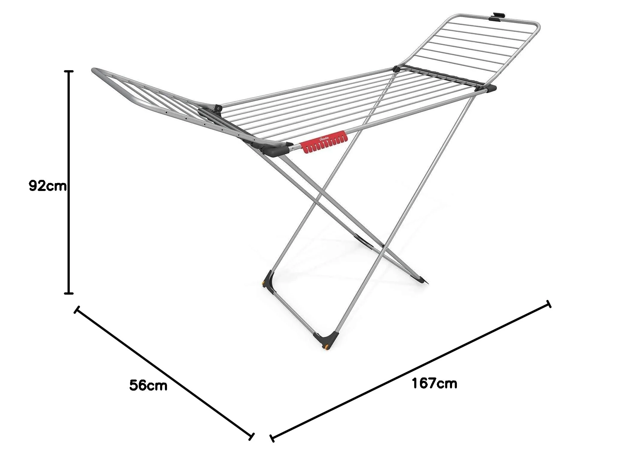 Vileda Aluminium 100 Wäscheständer ausziehbar, 20 m Trockenleinenlänge, extradicke Leinen, Kleinteilehalterung, Grau - Image 4