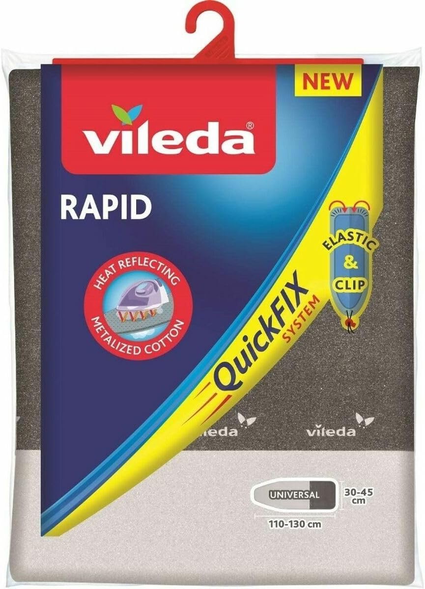 Vileda Express Rapid Bügelbrettbezug für Dampfbügelstation, metallisierte und wärmereflektierende Oberfläche für schnelleres Bügeln, Bügelbretter von 30-45cm x 110-130cm, Farbe Silber-Grau Metallic - Image 4