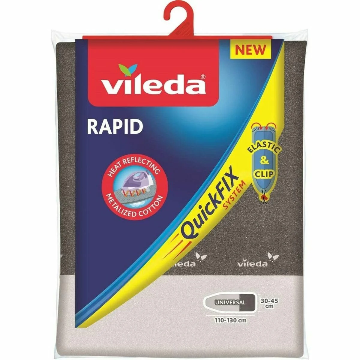 Vileda Express Rapid Bügelbrettbezug für Dampfbügelstation, metallisierte und wärmereflektierende Oberfläche für schnelleres Bügeln, Bügelbretter von 30-45cm x 110-130cm, Farbe Silber-Grau Metallic - Image 6