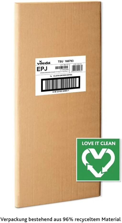 Vileda Extra Flügelwäscheständer, 20m Trockenleinenlänge, mobiler Wäscheständer mit Rollen, Eco-Verpackung - Image 8