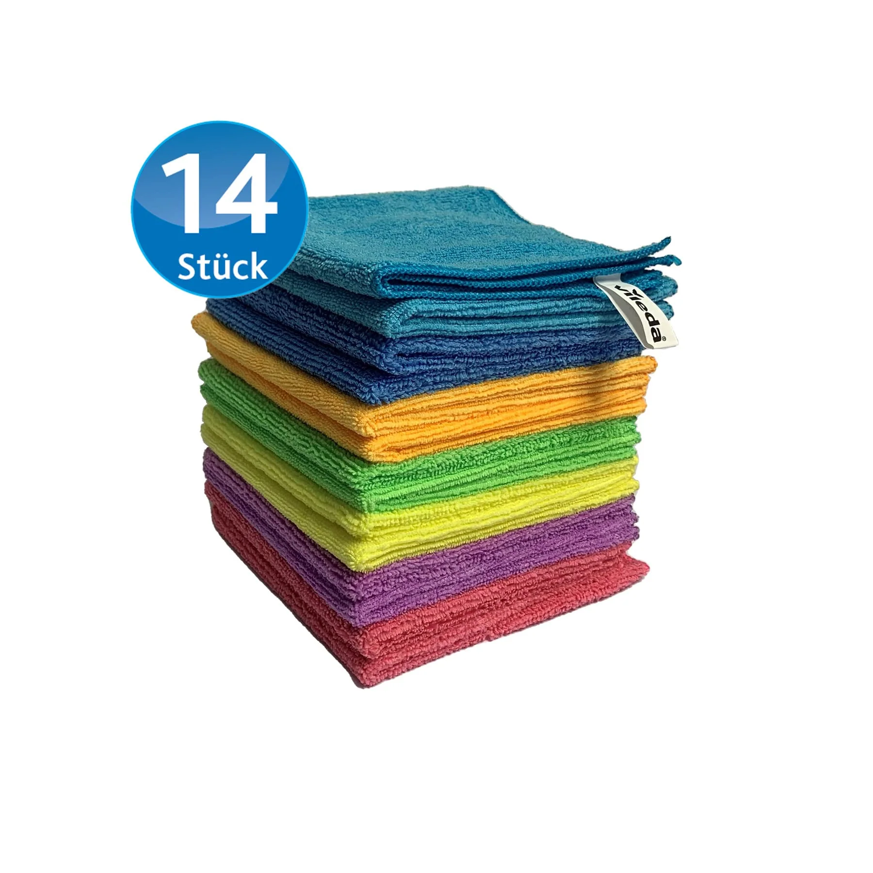 Vileda Mikrofaser Allzwecktücher Colors, Reinigungstücher zur trockenen und feuchten Anwendung, 100% Mikrofaser-Material, 30 x 30 cm, Mehrfarbig, Maxi-Pack, 14er-Pack - Image 3