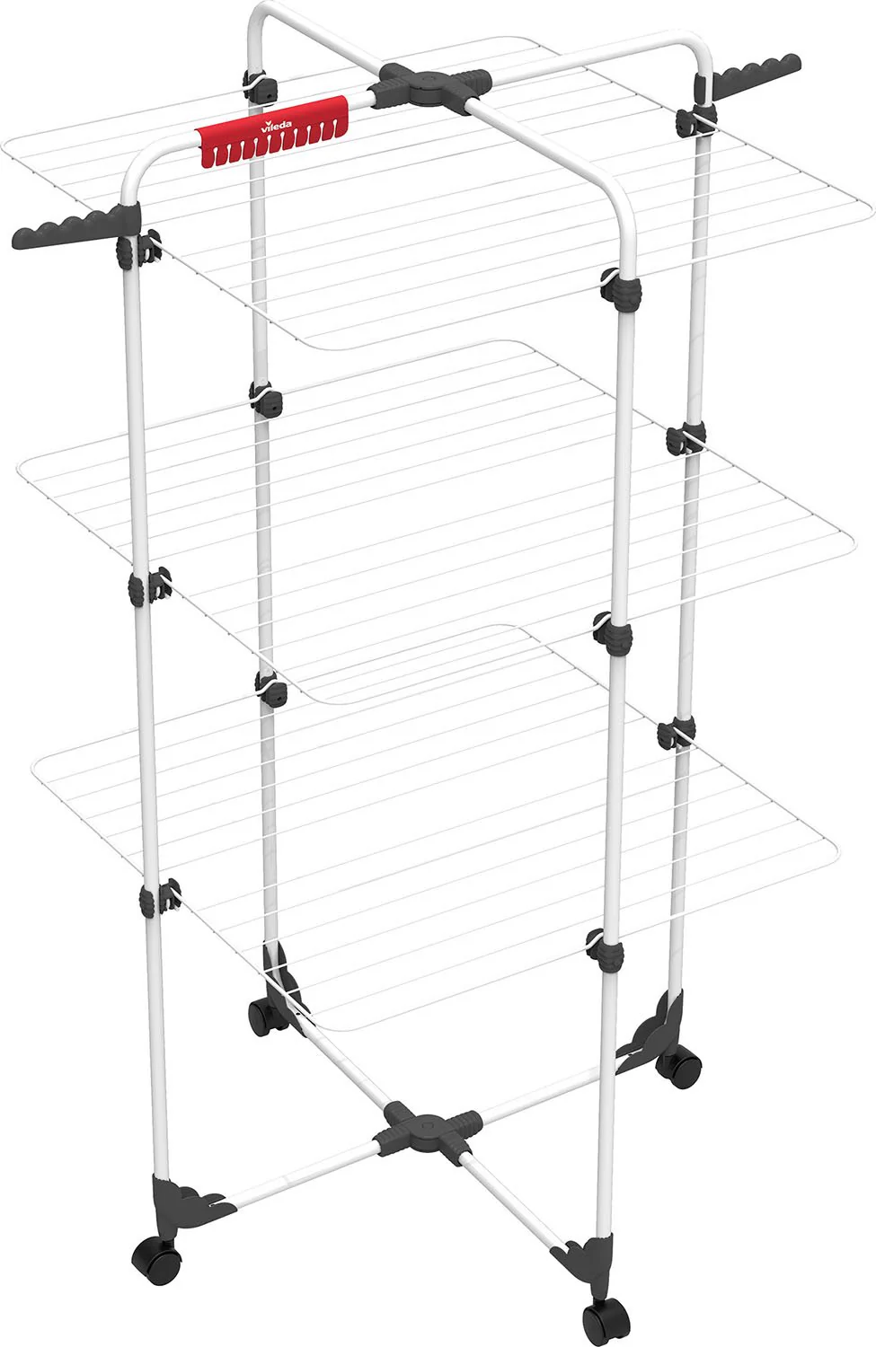 Vileda Mixer 3 Turmwäscheständer, 30m Leinenlänge, 3 Ebenen für bis zu 2 Waschladungen, Flex-Gelenk, rollbar, Höhe 132 cm, Farbe Grau, Eco-Verpackung - Image 3