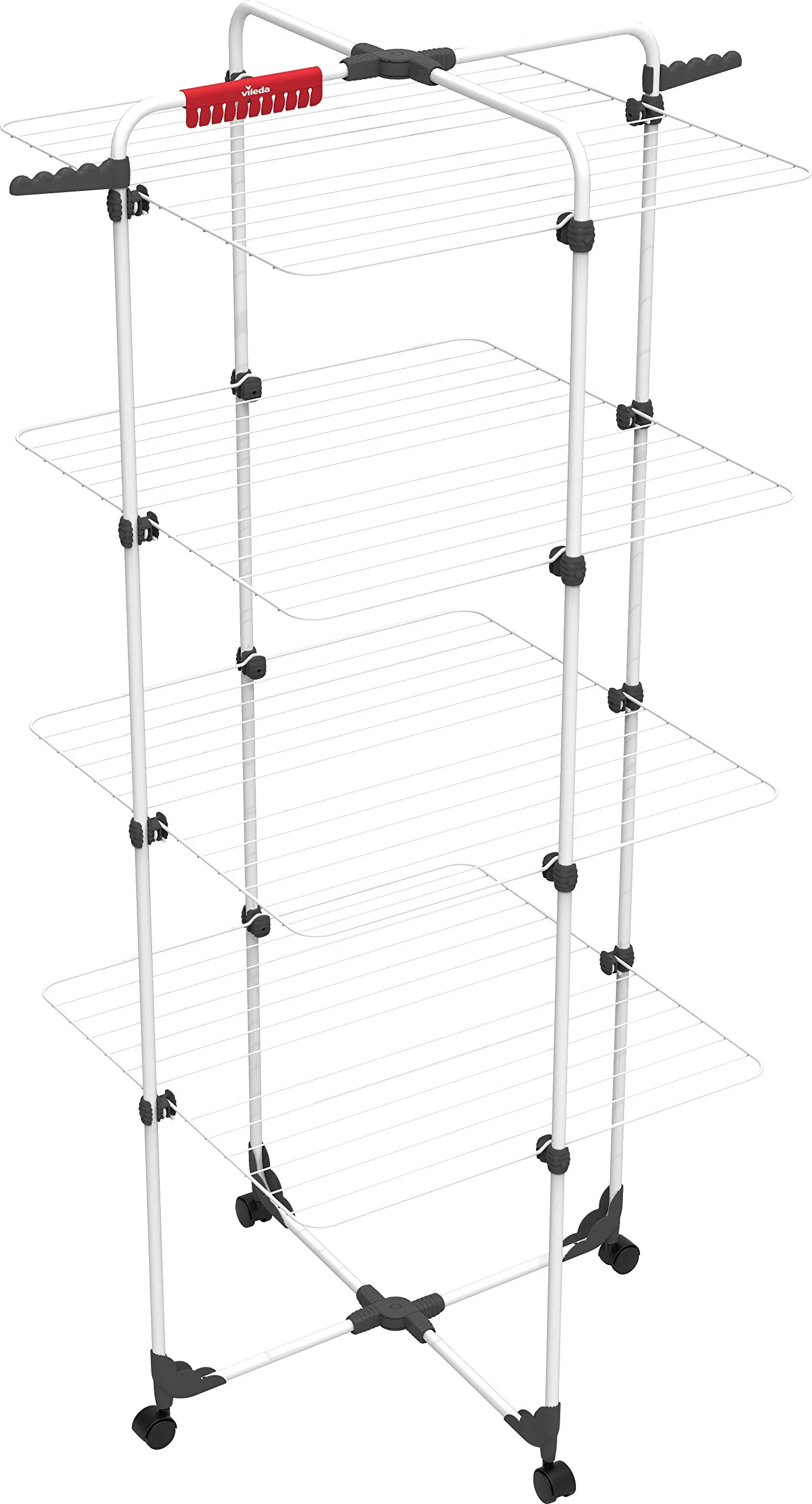 Vileda Mixer 4 Turmwäscheständer, Wäscheständer mit 4 Ebenen für bis zu 4 Waschladungen, Flex-Gelenk, rollbar, Höhe 1,64m, 40m Leinenlänge, Stahl, Eco-Verpackung - Image 7
