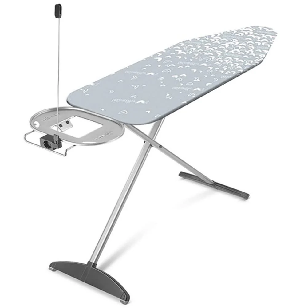 Vileda Premium Plus Bügelbrett, Bügeltisch für Dampfbügelstation, extrabreite Bügelfläche 130 x 44cm, stufenlos höhenverstellbar 80-97cm, Farbe Grau-Weiß, Eco-Verpackung - Image 6