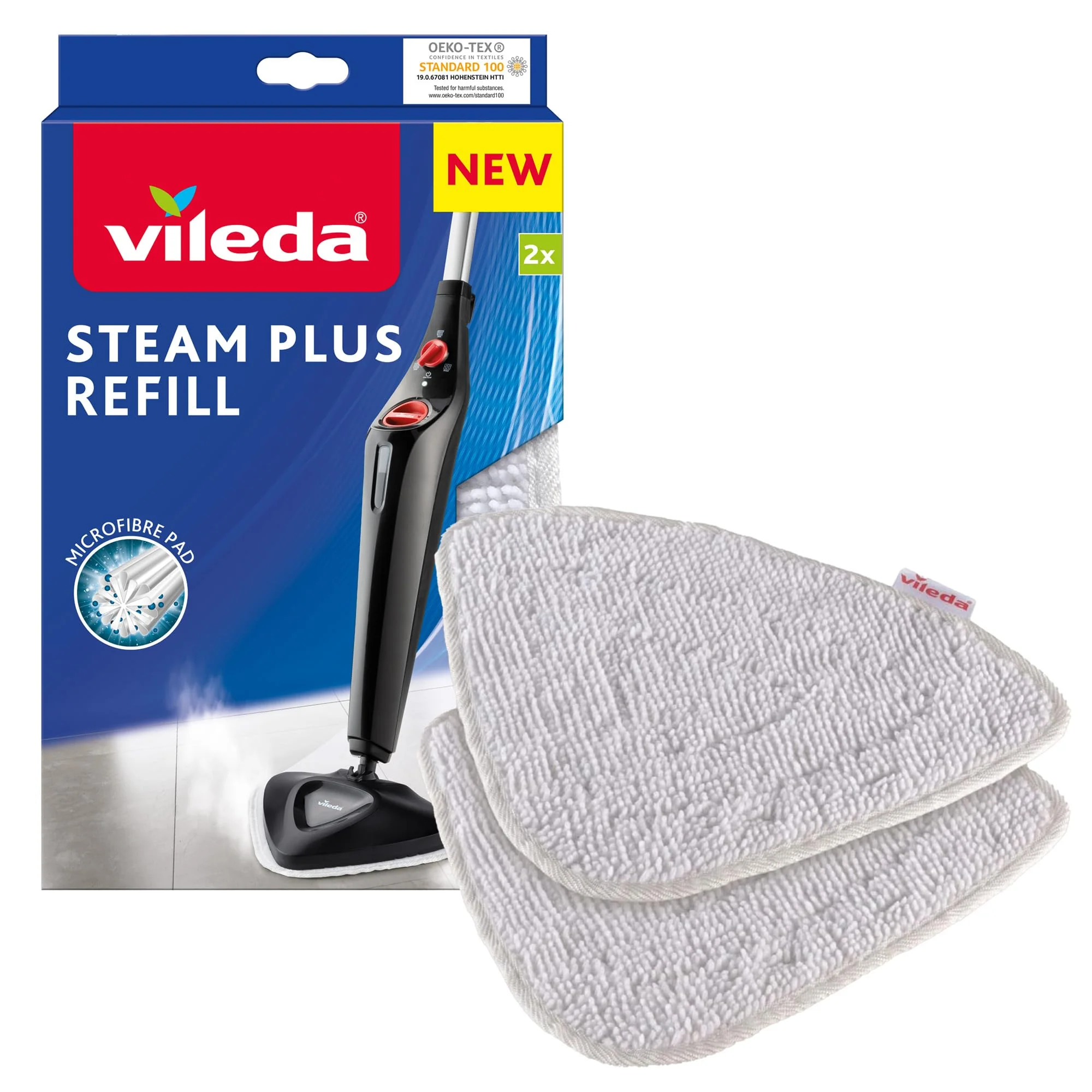 Vileda Steam Dampfreiniger Ersatzpads, Wischbezug aus Mikrofasern, für alle Böden, 2er Pack - Image 7