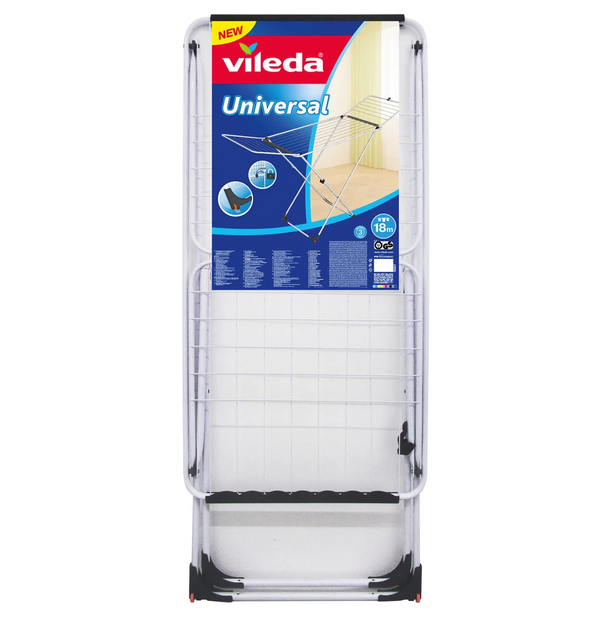 Vileda Universal Wäscheständer aus Stahl, 18 m Trockenleinenlänge, mit Rollen - Image 13