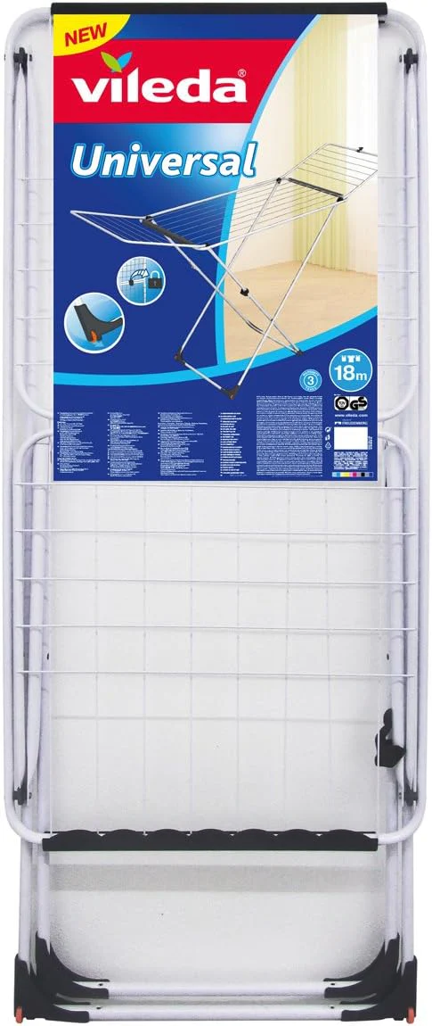 Vileda Universal Wäscheständer aus Stahl, 18 m Trockenleinenlänge, mit Rollen - Image 7