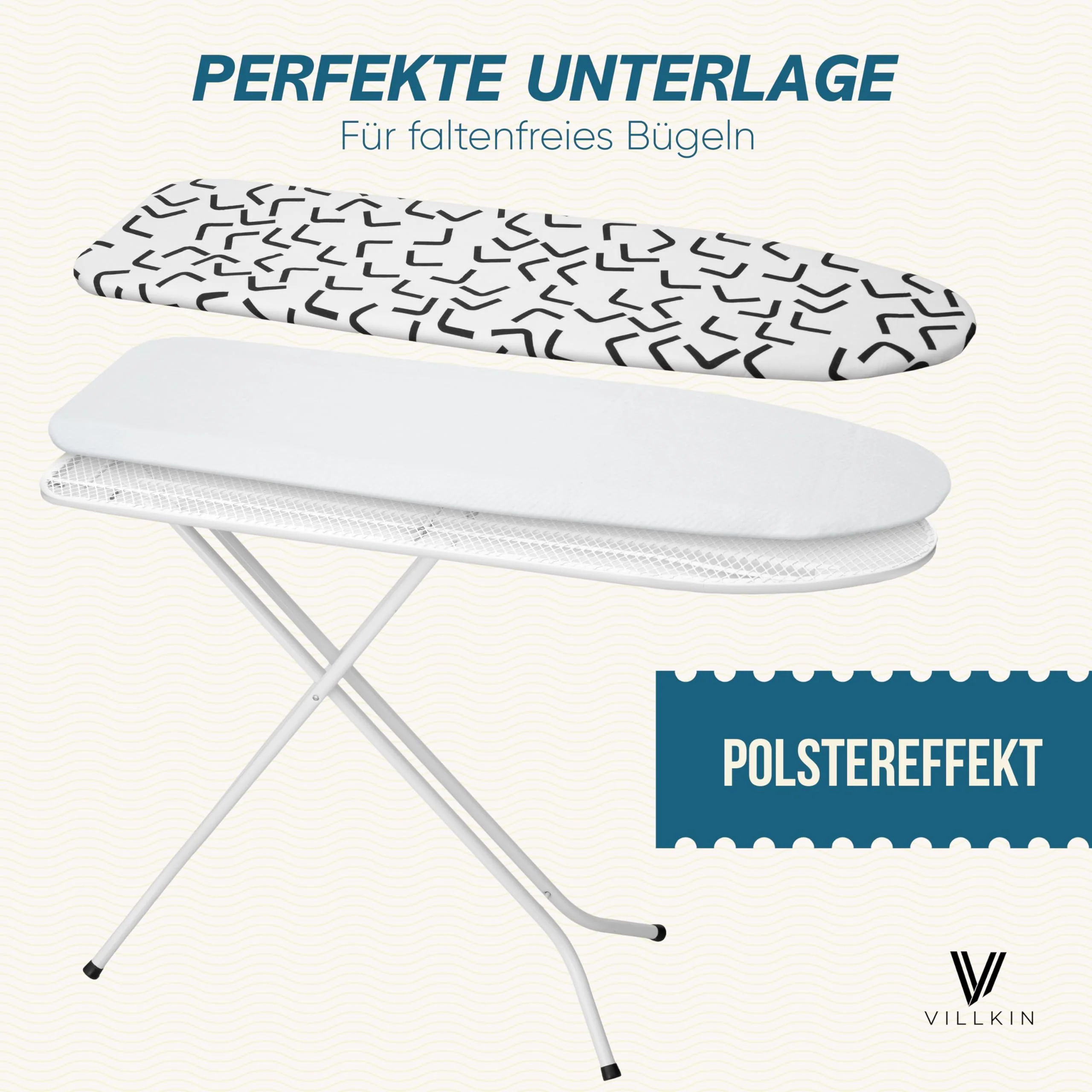 Villkin Unterlage für Bügelbrettbezug, 5mm Dicke Polsterung aus Moleton für leichtes und abdruckfreies Bügeln auf Ihrem Bügelbrett - Image 5