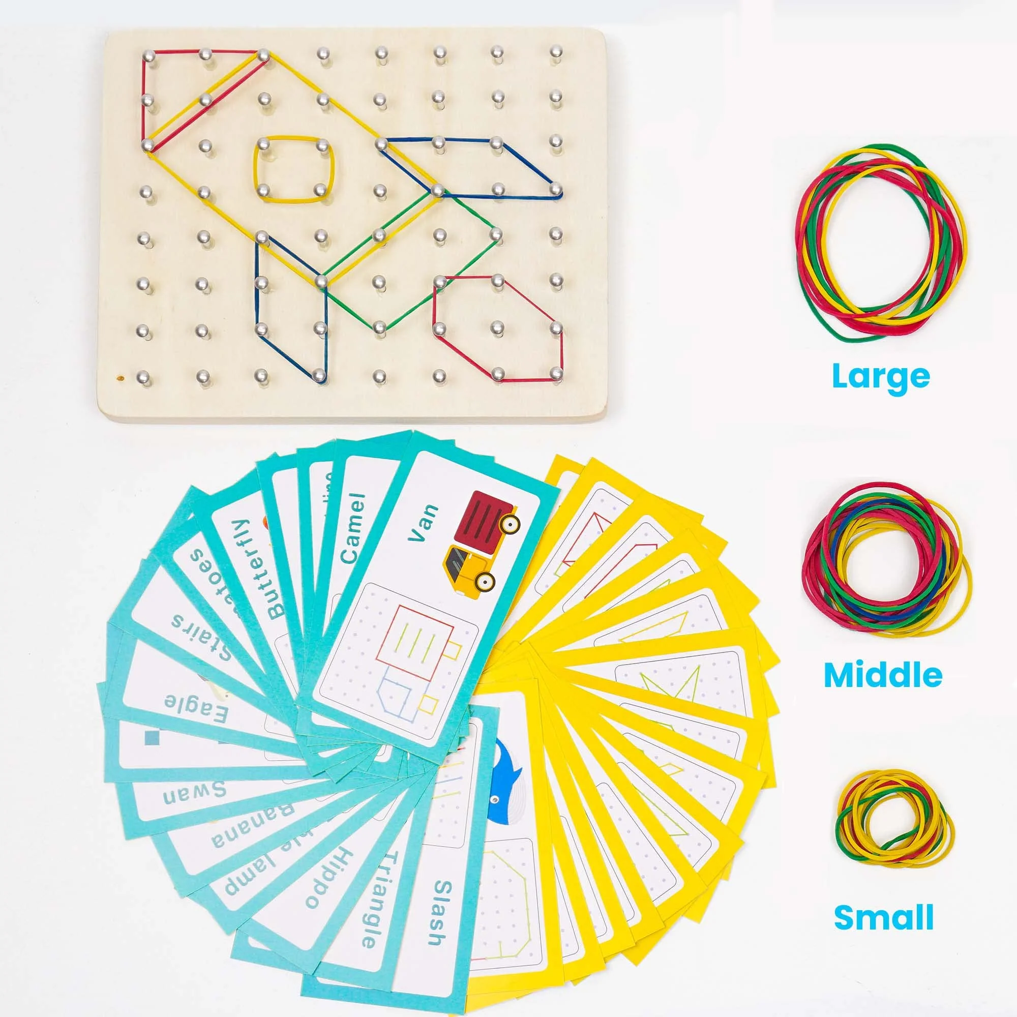 VingaHouse Montessori Spielzeug ab 3 4 5 6 Jahre -Geobrett- Geoboard Holz - Förderung des räumlichen Denkens und der Vorstellungskraft - EIN glückliches Geschenk für Kinder im Alter von 3+ Jahren - Image 3