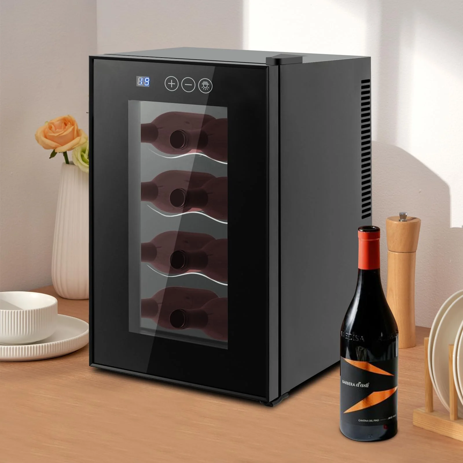 vinnyooc 8 Flaschen, Weinkühler, Weinkühler, Aufbewahrungsbox, freistehend, Kühlschrank, Weinkeller, Weinkeller, süßer Wein, für Zuhause, im Büro, Hotel - Image 3