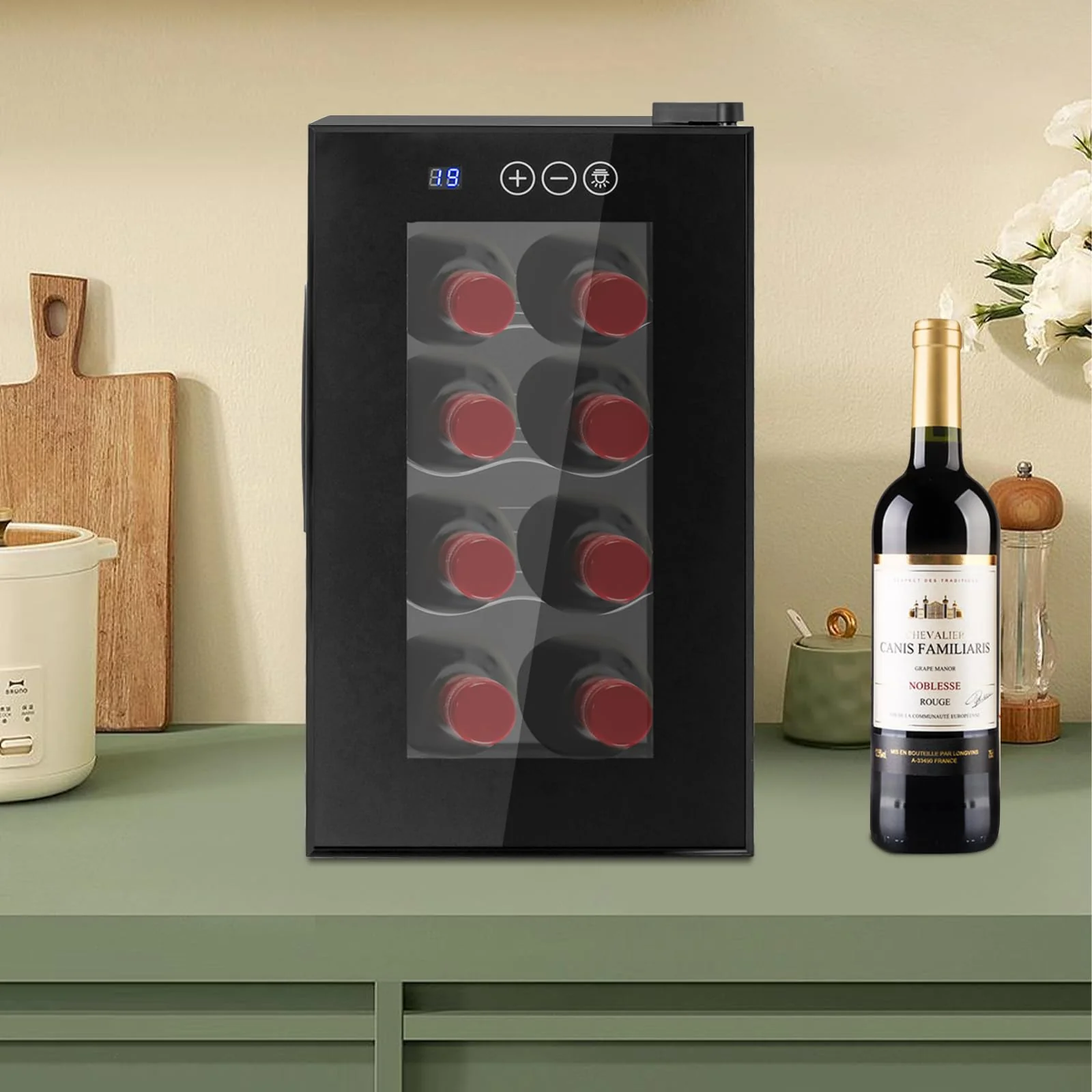 vinnyooc 8 Flaschen, Weinkühler, Weinkühler, Aufbewahrungsbox, freistehend, Kühlschrank, Weinkeller, Weinkeller, süßer Wein, für Zuhause, im Büro, Hotel - Image 4
