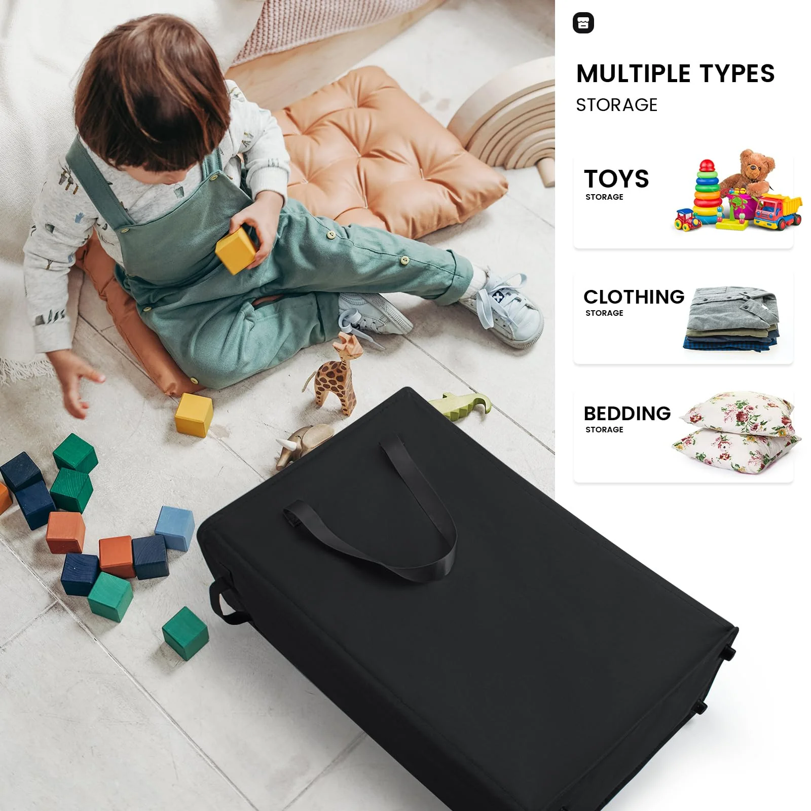 Virklyee Slim Wäschekorb Kleiner Wäschekorb Faltbarer Wäschekorb,Und Griff, mit Griffen für Waschküche, Schlafzimmer, Badezimmer,39x19x61CM,45L (Schwarz) - Image 9