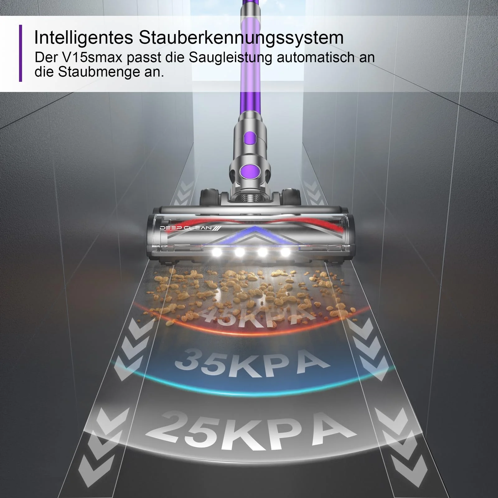 Vistefly V15s Max Akku Staubsauger Kabellos 45000Pa, 580W Kabelloser Staubsauger mit Touchscreen 8 in 1 Staub Automatisch Erkennen 70 Minuten Laufzeit für Tierhaare Hartböden Teppich - Image 6